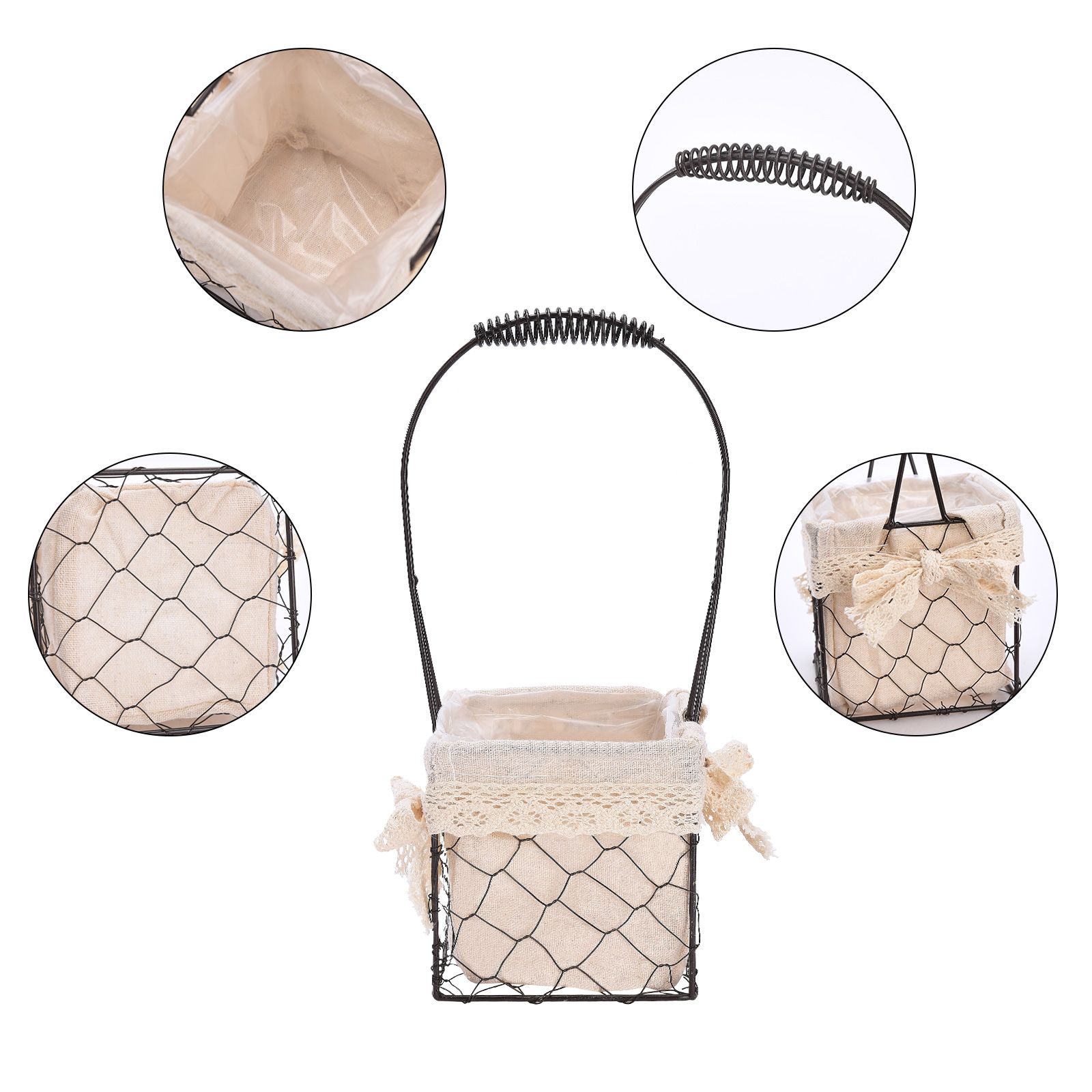 Iron Flower Baskets for Wedding Favors Floral Arrangement Flower Basket Succulent Greenery Baskets - Image 7