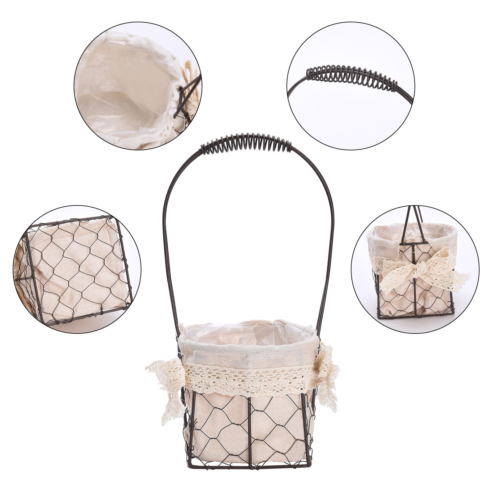Iron Flower Baskets for Wedding Favors Floral Arrangement Flower Basket Succulent Greenery Baskets - Image 8