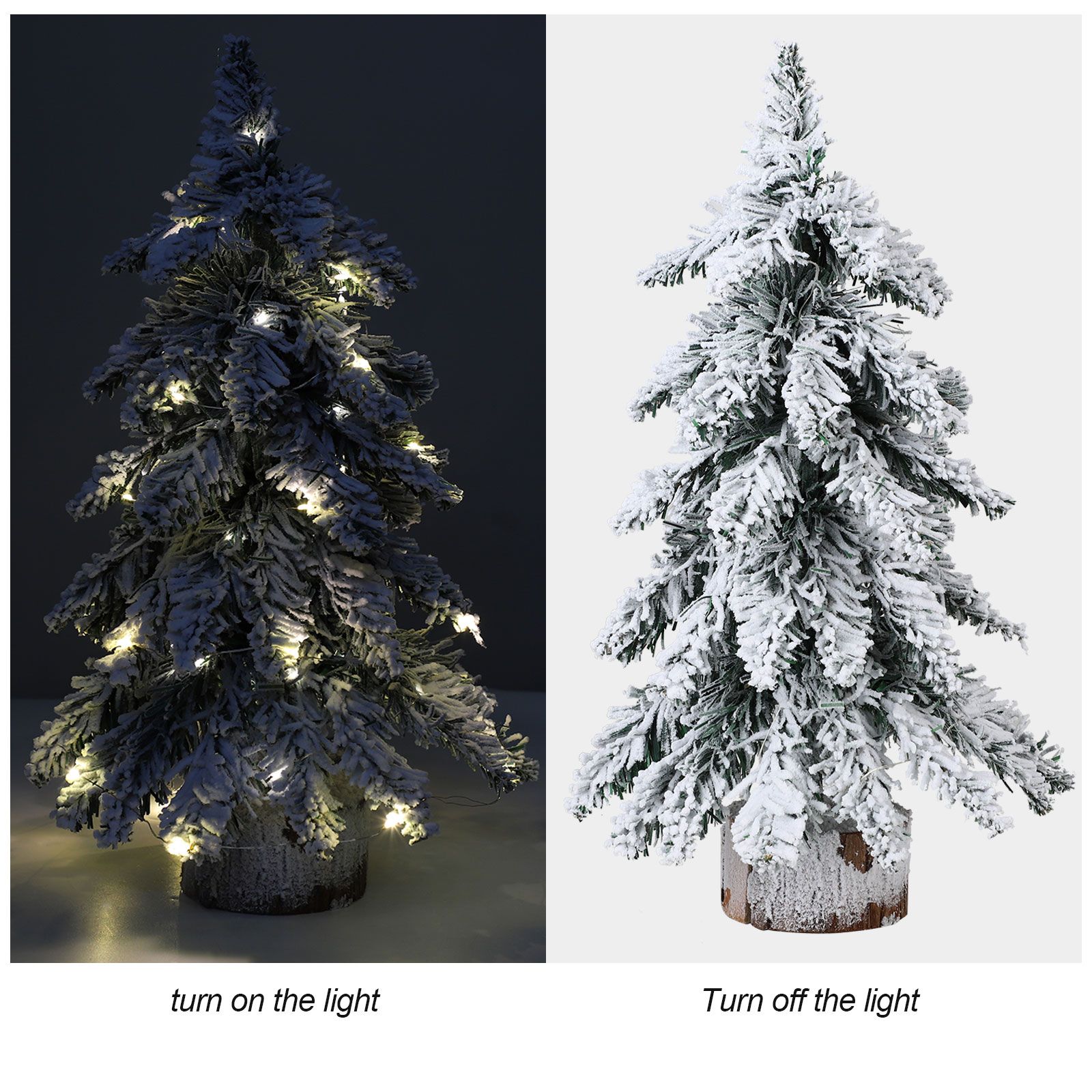 45cm Flocking Christmas Tree with Lights PVC Mini Christmas Tree Artificial Holiday Tree Christmas Desktop Decoration - Image 6