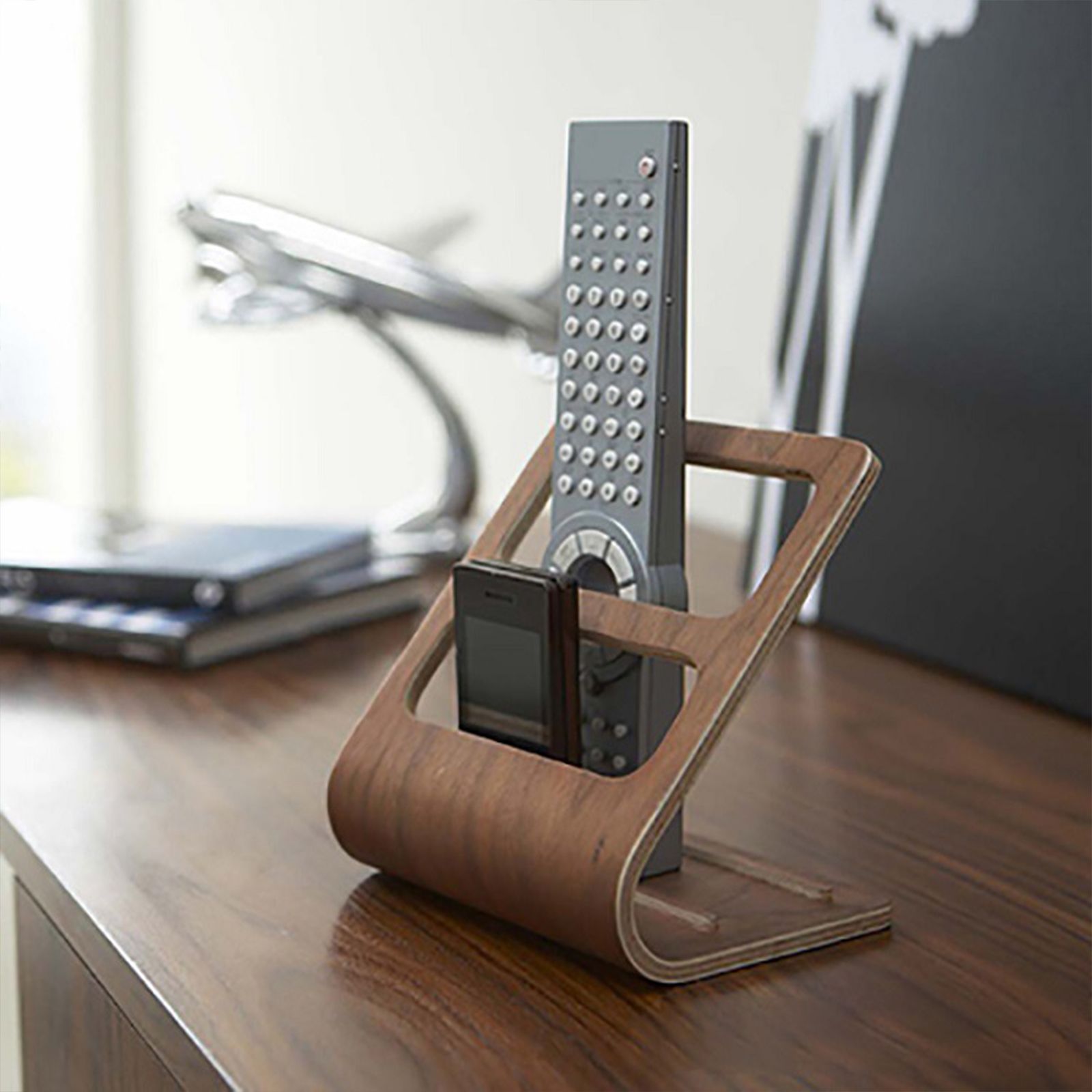 Table Storage Rack Simple Living Room Multi Functional Remote Control Rack Curved Wooden Support - Image 3