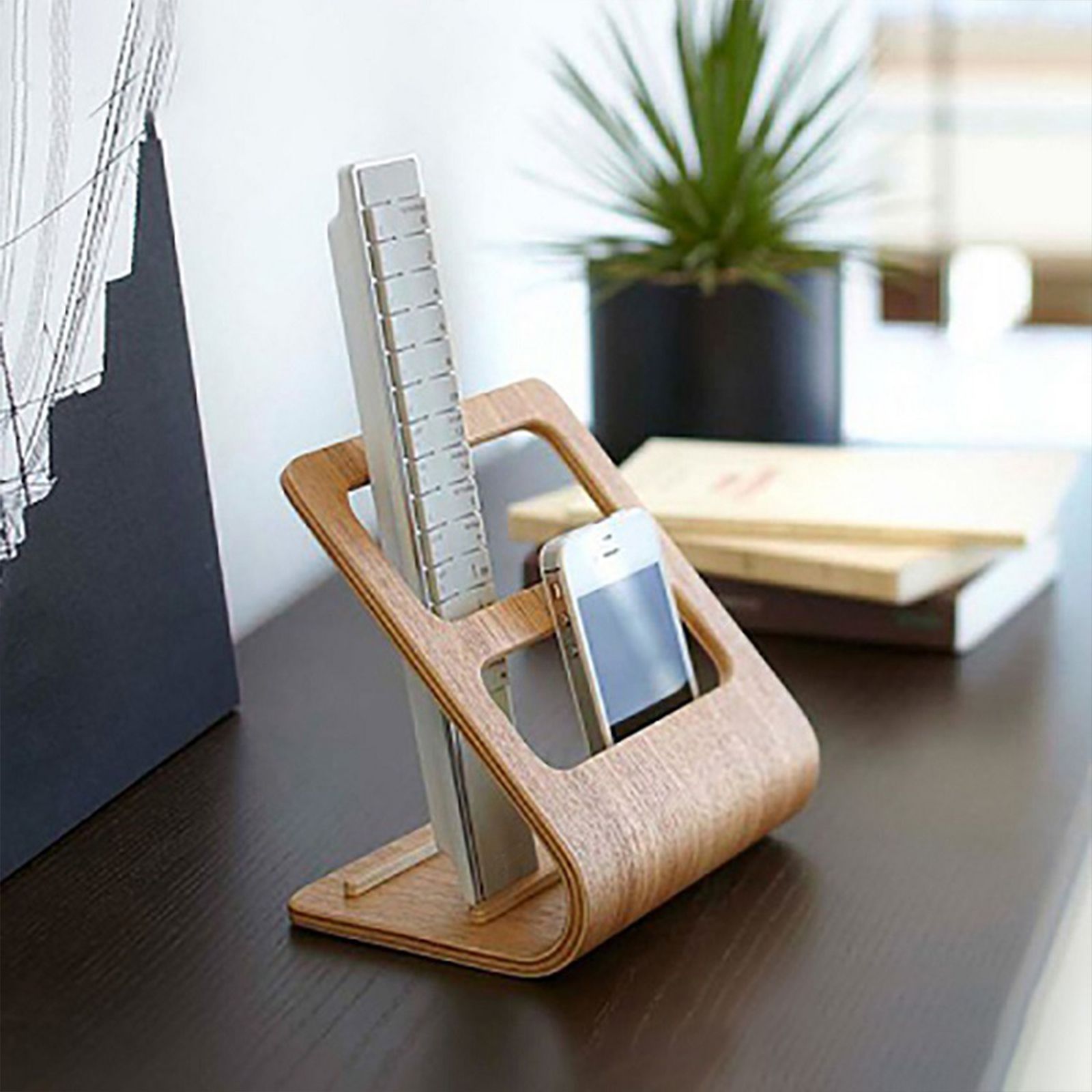 Table Storage Rack Simple Living Room Multi Functional Remote Control Rack Curved Wooden Support - Image 5
