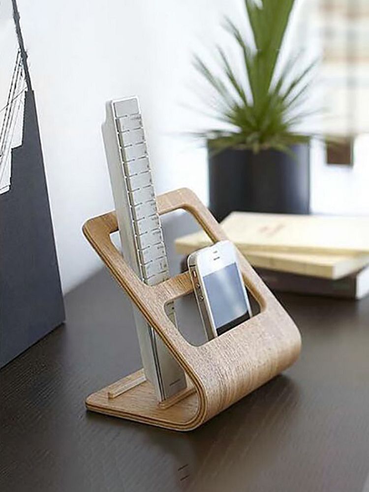 Table Storage Rack Simple Living Room Multi Functional Remote Control Rack Curved Wooden Support - Image 7