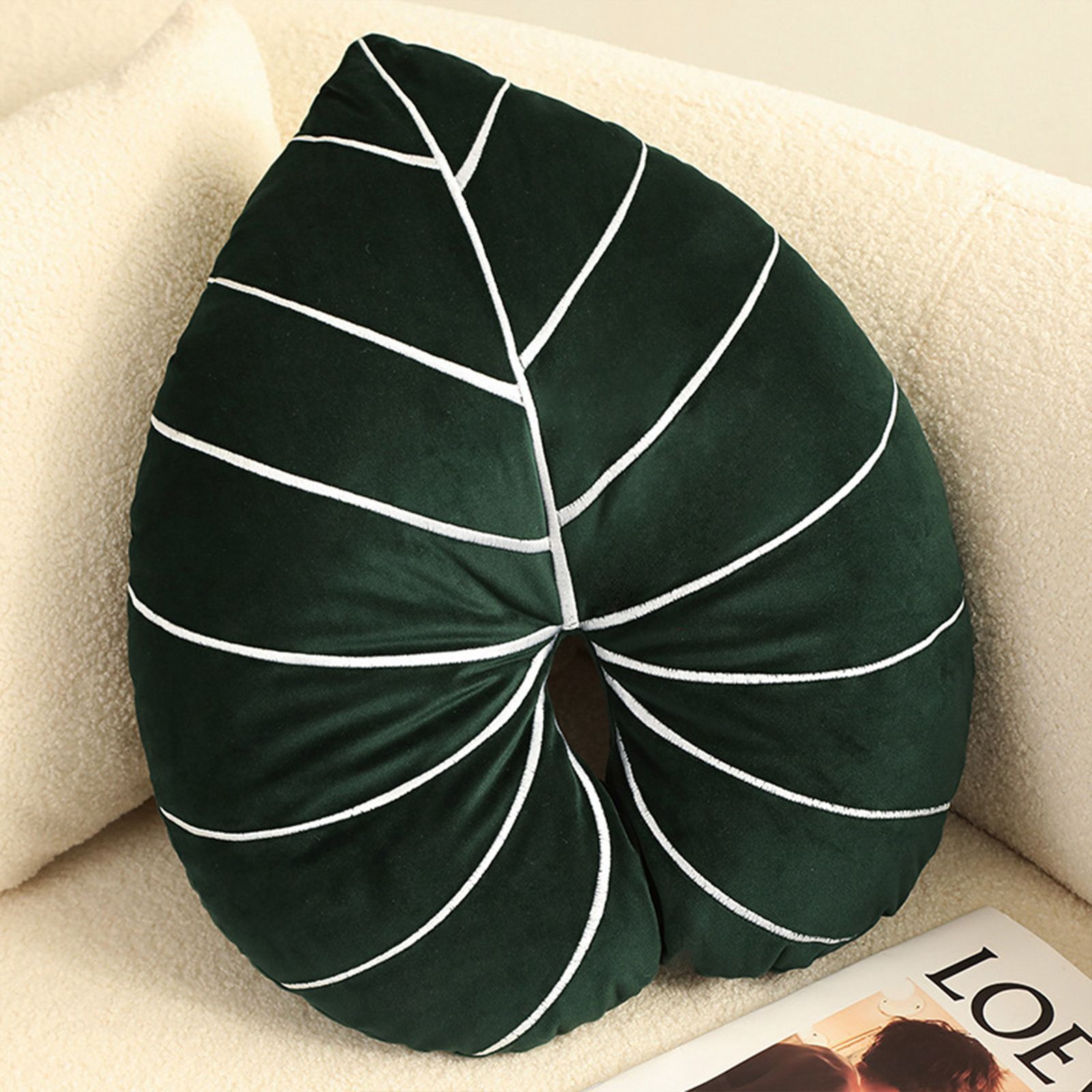Turtle Back Bamboo Sofa Pillow Cushion Leaf Shaped Throw Pillow - Image 7