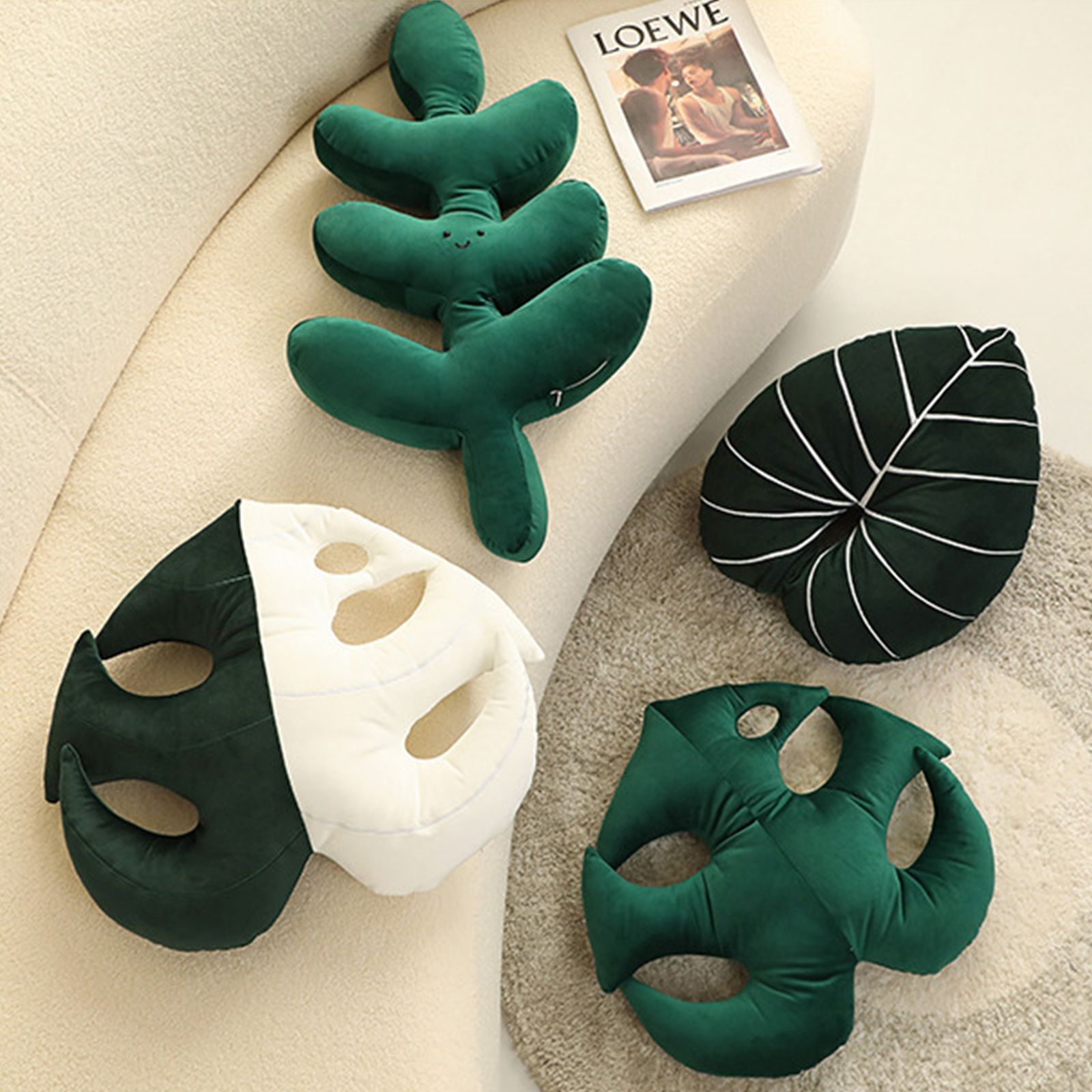 Turtle Back Bamboo Sofa Pillow Cushion Leaf Shaped Throw Pillow - Image 3
