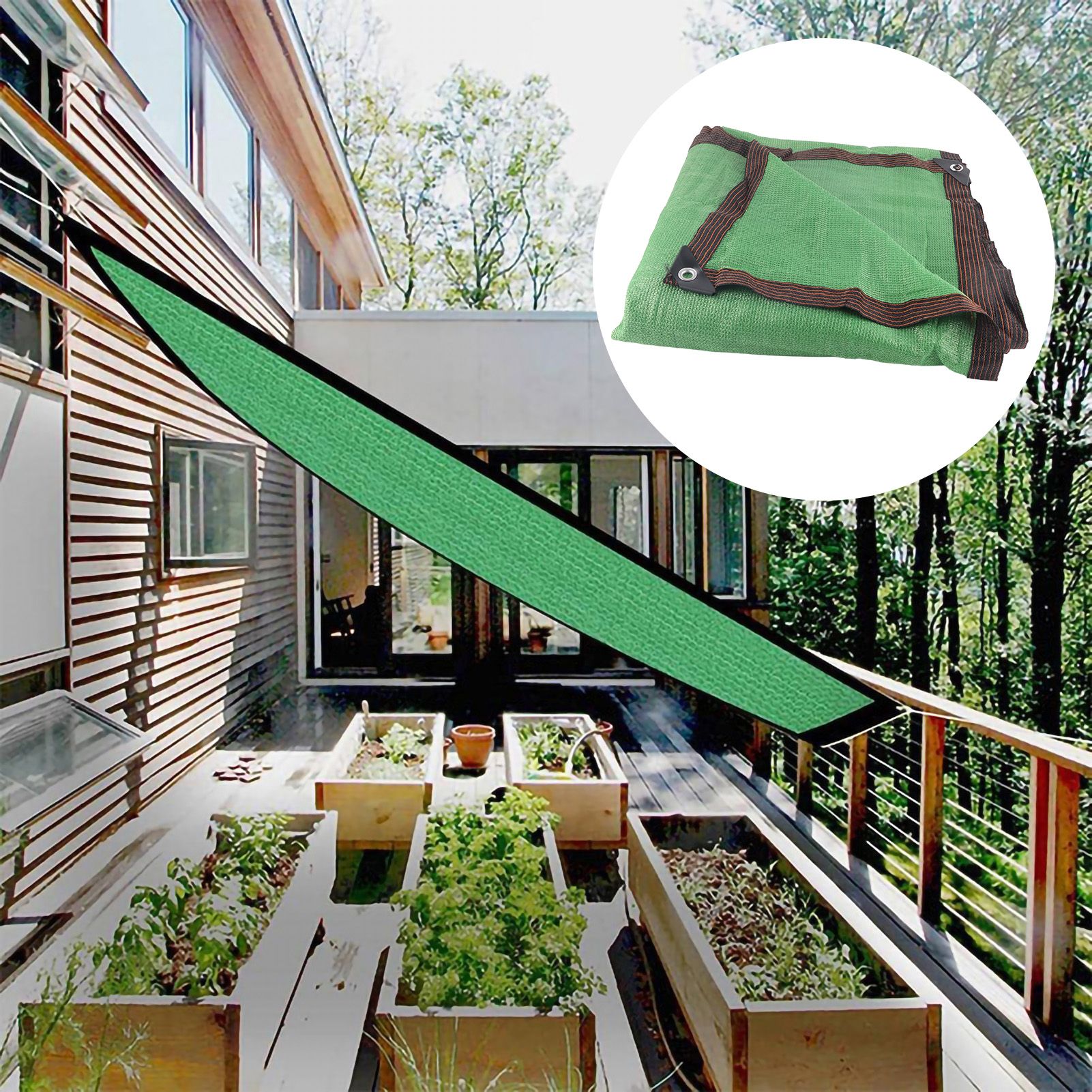 Sun Shade Sail Breathable Farbic Canopy Awning Shelter Rectangle UV Block Canopy for Patio Backyard Lawn Garden Green 2x4m / 6.6x13.1ft - Image 2