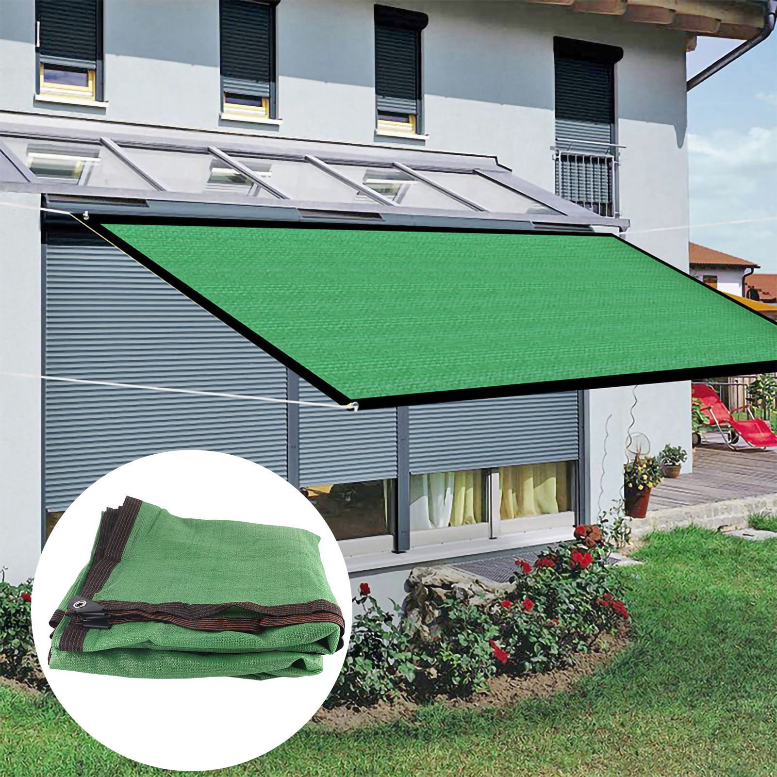 Sun Shade Sail Breathable Farbic Canopy Awning Shelter Rectangle UV Block Canopy for Patio Backyard Lawn Garden Green 2x4m / 6.6x13.1ft - Image 4