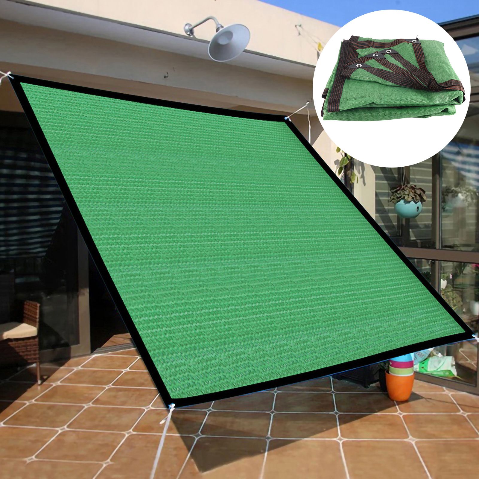 Sun Shade Sail Breathable Farbic Canopy Awning Shelter Rectangle UV Block Canopy for Patio Backyard Lawn Garden Green 2x4m / 6.6x13.1ft - Image 5