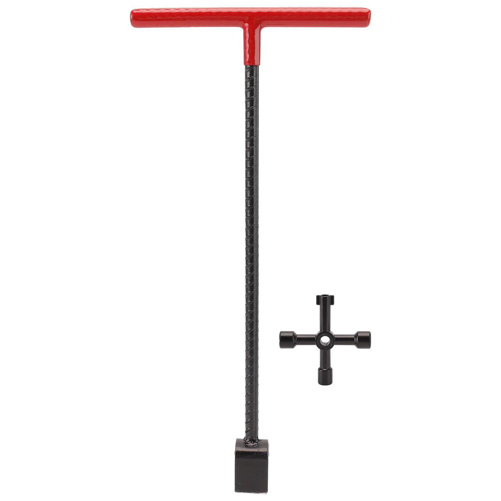 Steel Water Meter Key Wrench Multifunction T Handle Curb Key With 4 Way Utility Tool for Valves Faucets Red - Image 1