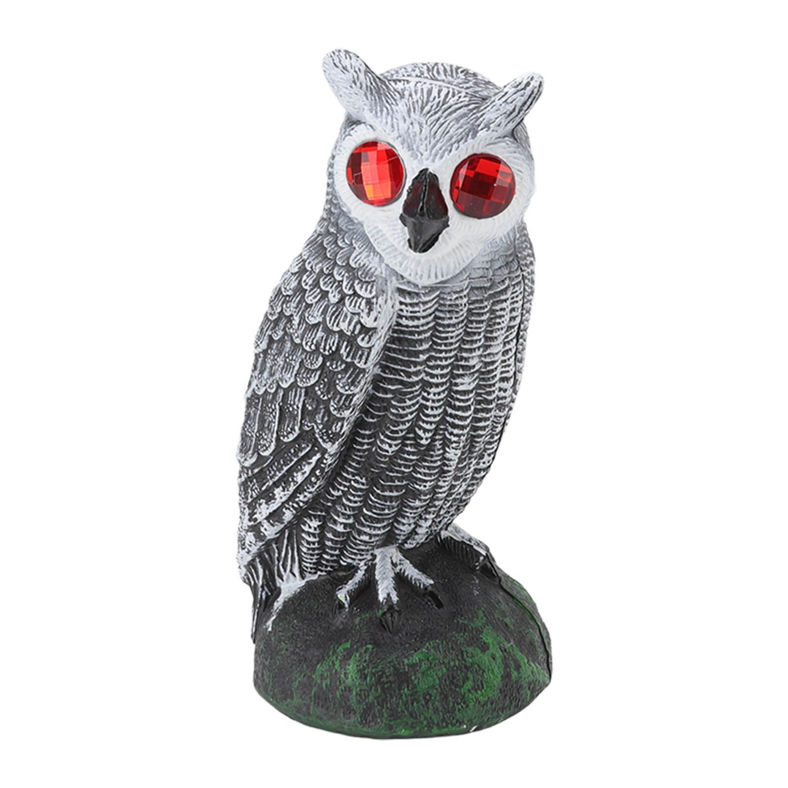 Owl Bird Deterrent Garden Plastic Red Eyes Owls to Keep Birds Away Fine Details Wear Resistant Owls to Keep Birds Away Elbow Cat Plain White - Image 1