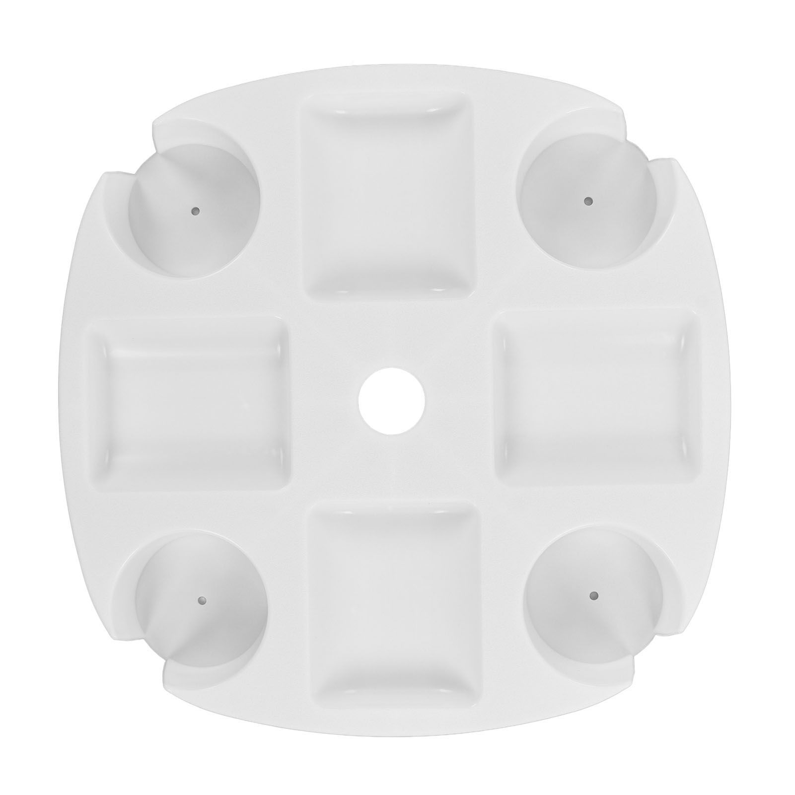 Beach Umbrella Table Tray White Round Umbrella Tray with 4 Cup Holder for Snack Drink - Image 2