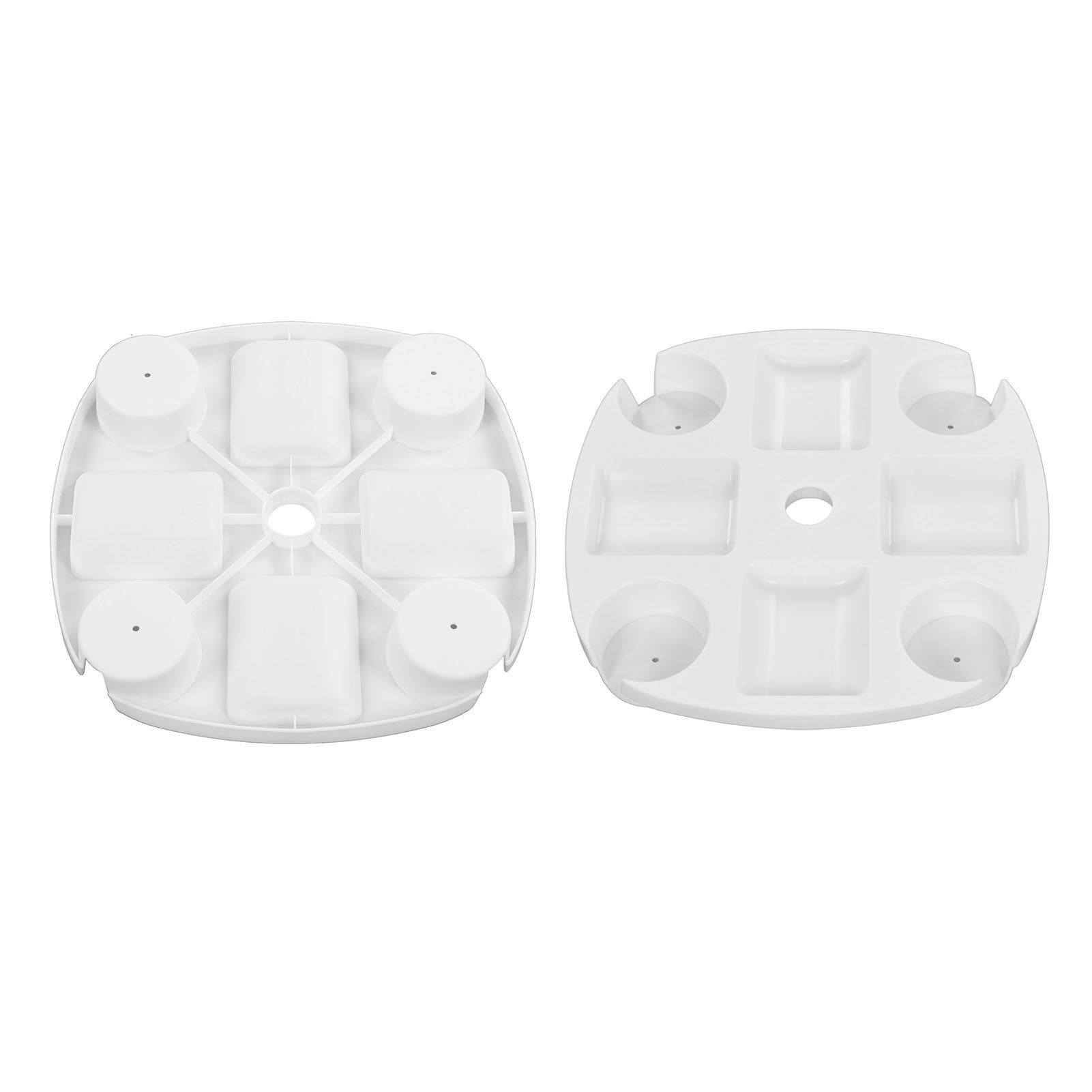 Beach Umbrella Table Tray White Round Umbrella Tray with 4 Cup Holder for Snack Drink - Image 3