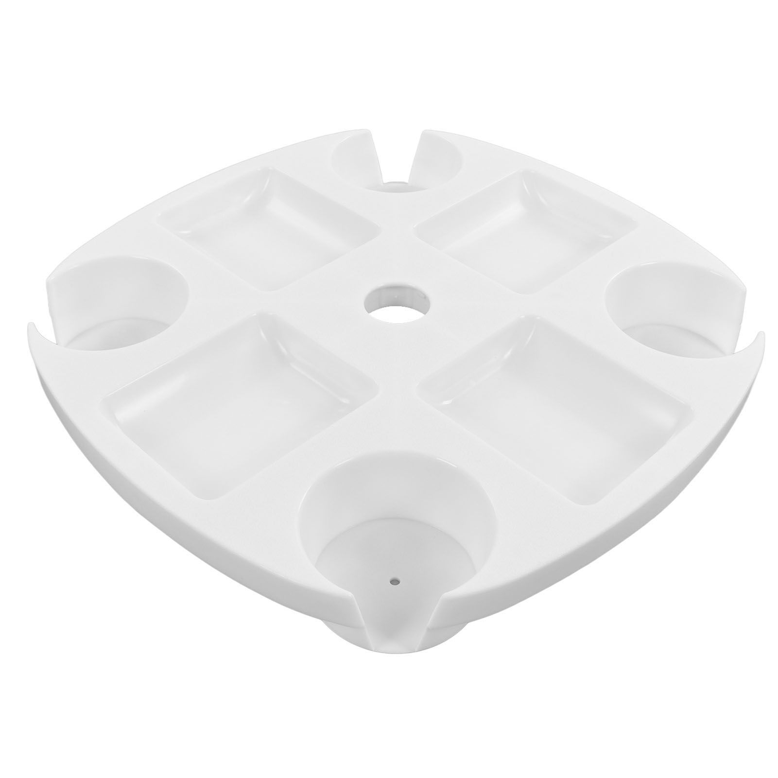 Beach Umbrella Table Tray White Round Umbrella Tray with 4 Cup Holder for Snack Drink - Image 6