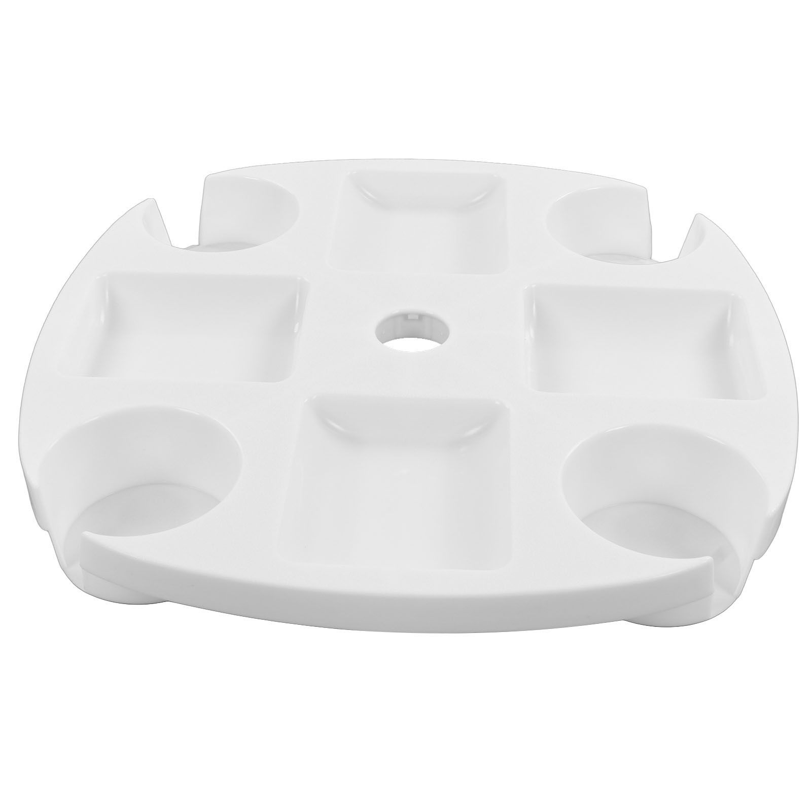 Beach Umbrella Table Tray White Round Umbrella Tray with 4 Cup Holder for Snack Drink - Image 7