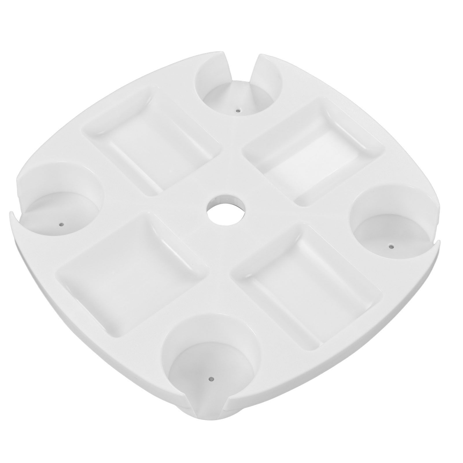 Beach Umbrella Table Tray White Round Umbrella Tray with 4 Cup Holder for Snack Drink - Image 8