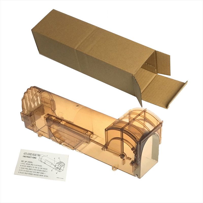 Automatic Mouse Trap High Sensitivity Self Locking Door Mouse Catcher Rat Catcher for Indoor Home Use Brown Transparent - Image 1