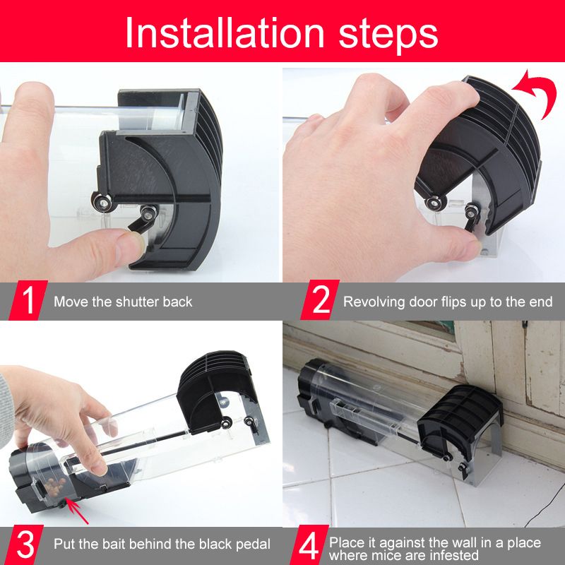 Automatic Mouse Trap High Sensitivity Self Locking Door Mouse Catcher Rat Catcher for Indoor Home Use Brown Transparent - Image 2