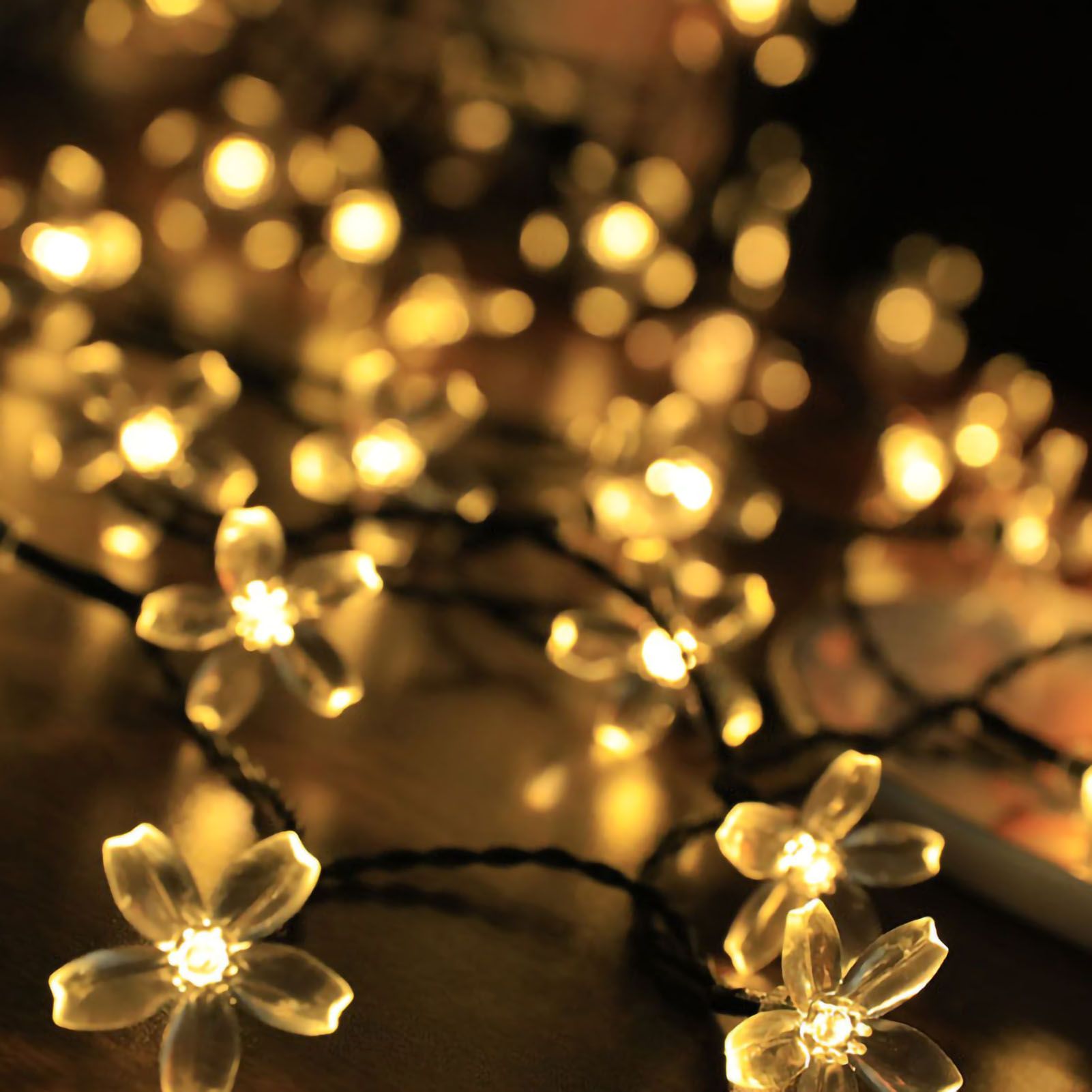 Sakura String Lights Solar Energy LED Waterproof Decoration Light for Outdoor Courtyard Warm White 5 Meters 20 Lights - Image 3