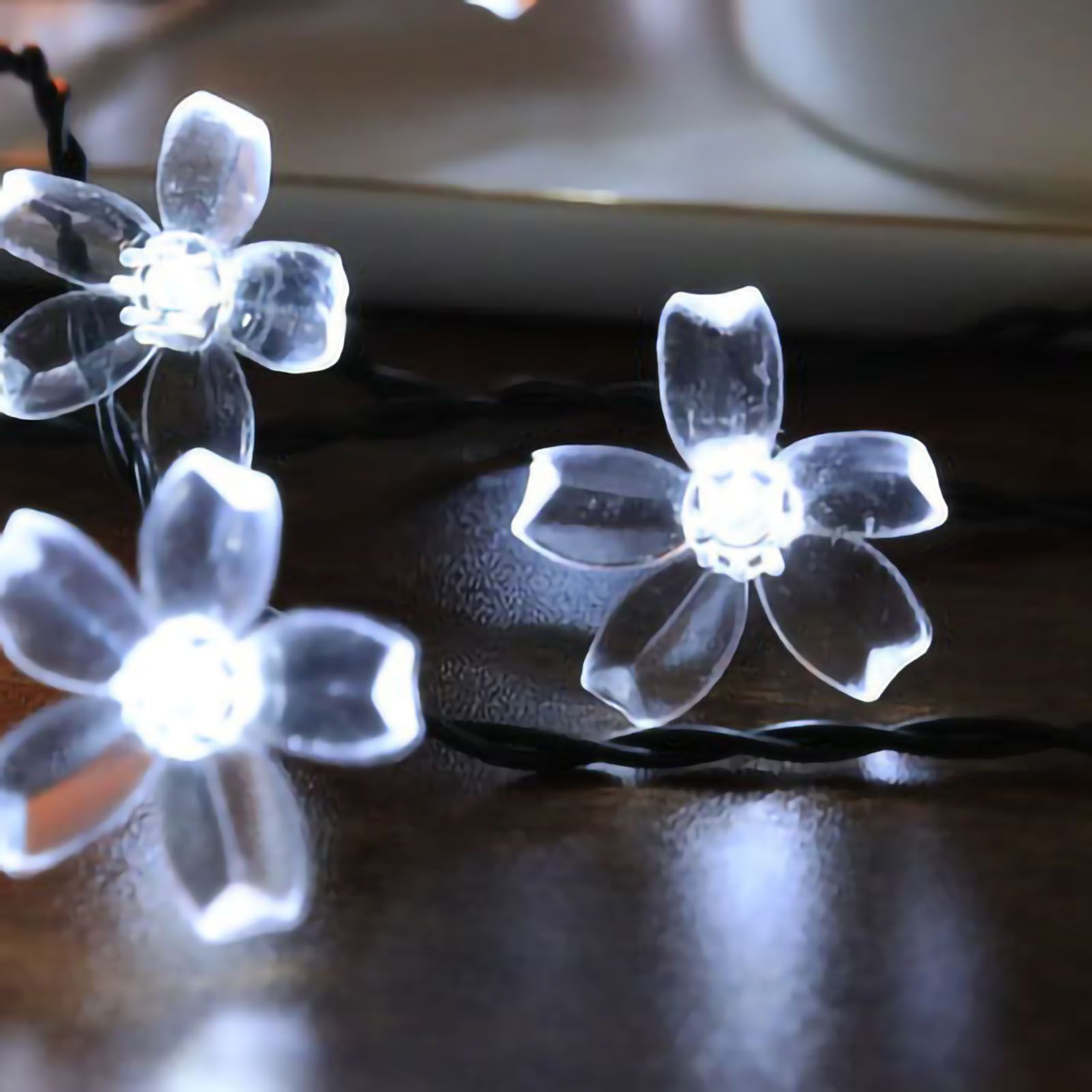 Sakura String Lights Solar Energy LED Waterproof Decoration Light for Outdoor Courtyard Pure White 5 Meters 20 Lights - Image 3