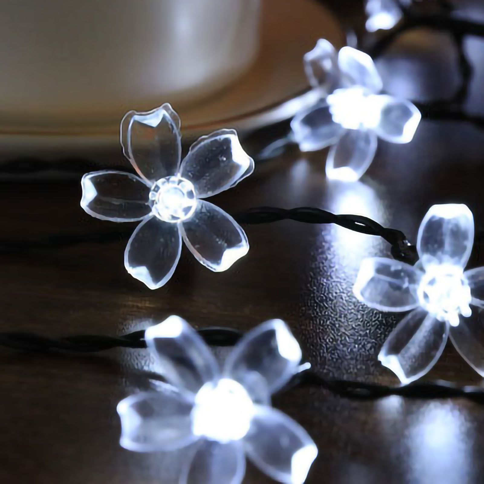 Sakura String Lights Solar Energy LED Waterproof Decoration Light for Outdoor Courtyard Pure White 5 Meters 20 Lights - Image 5