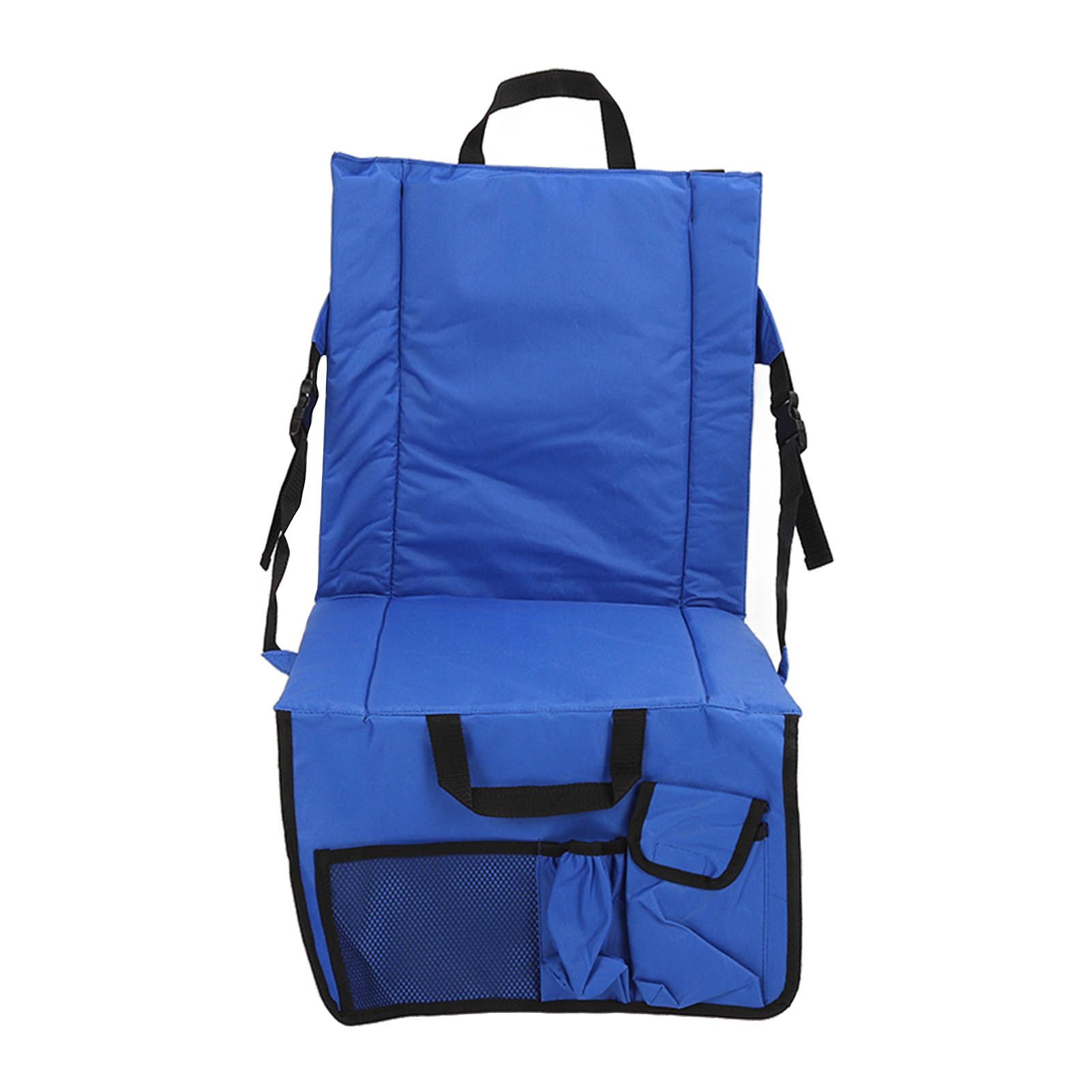 Folding Stadium Chair Adjustable Angle 600D Oxford Cloth Portable Bleacher Cushions with Pocket for Sandbeach Picnic BBQ Blue - Image 1