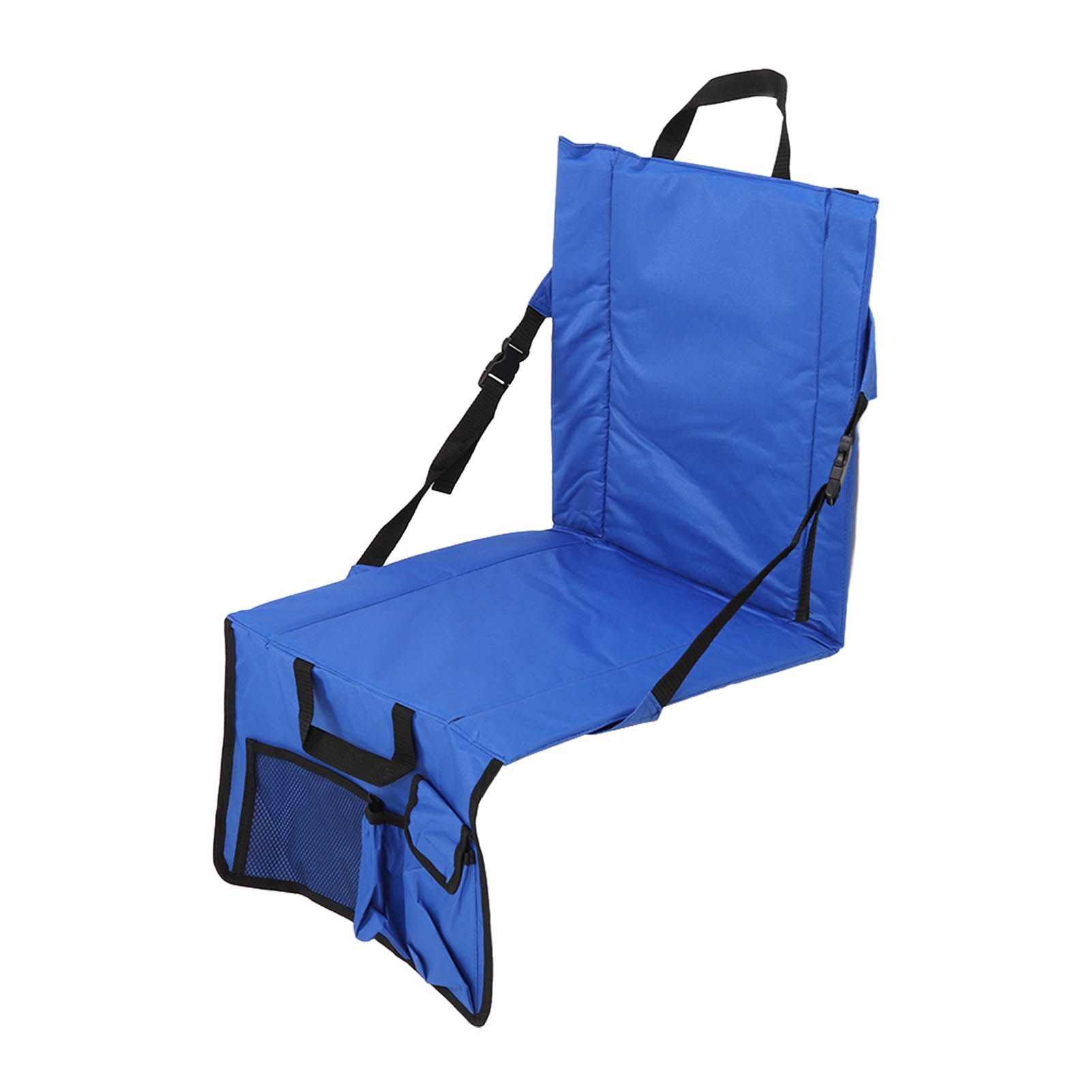 Folding Stadium Chair Adjustable Angle 600D Oxford Cloth Portable Bleacher Cushions with Pocket for Sandbeach Picnic BBQ Blue - Image 2