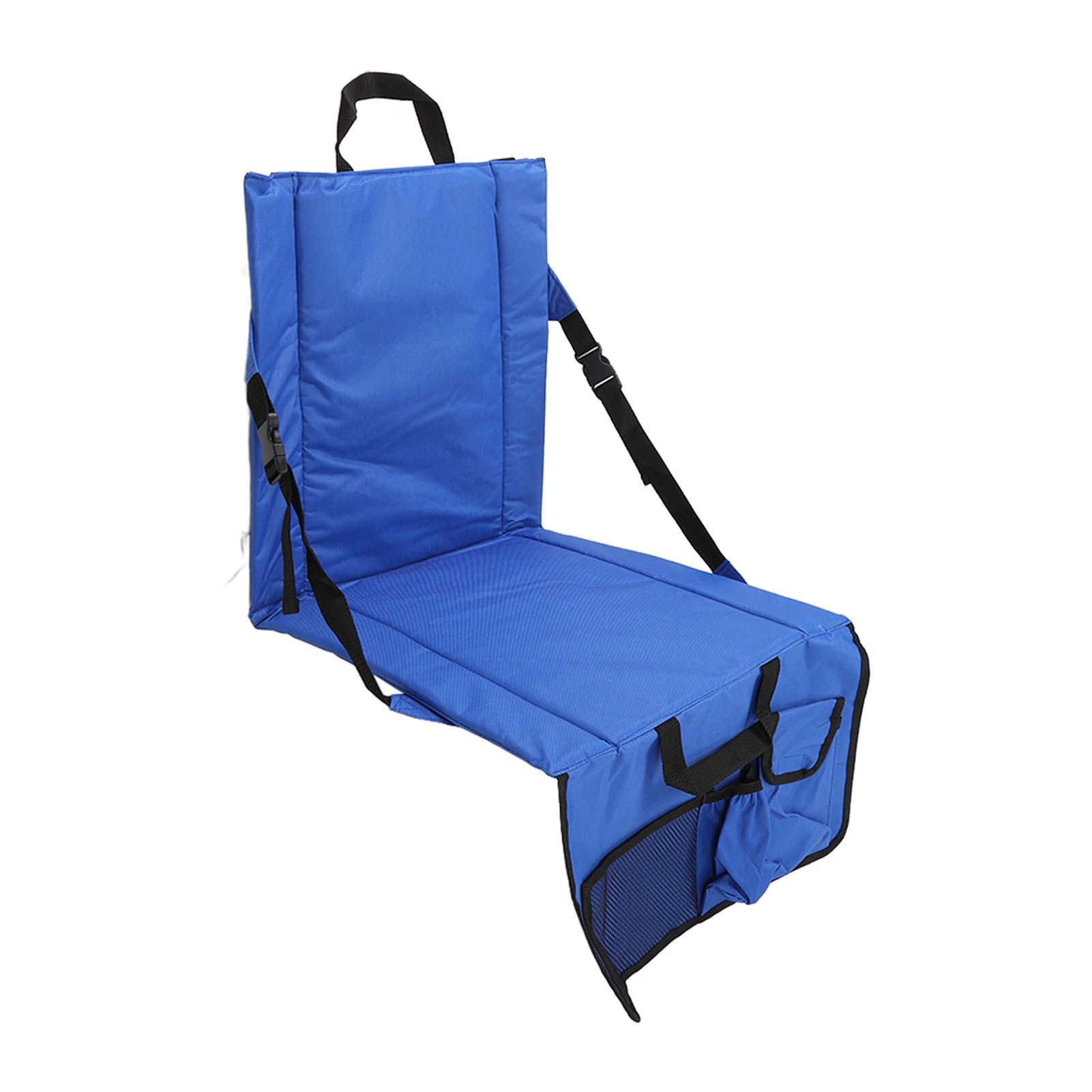 Folding Stadium Chair Adjustable Angle 600D Oxford Cloth Portable Bleacher Cushions with Pocket for Sandbeach Picnic BBQ Blue - Image 3
