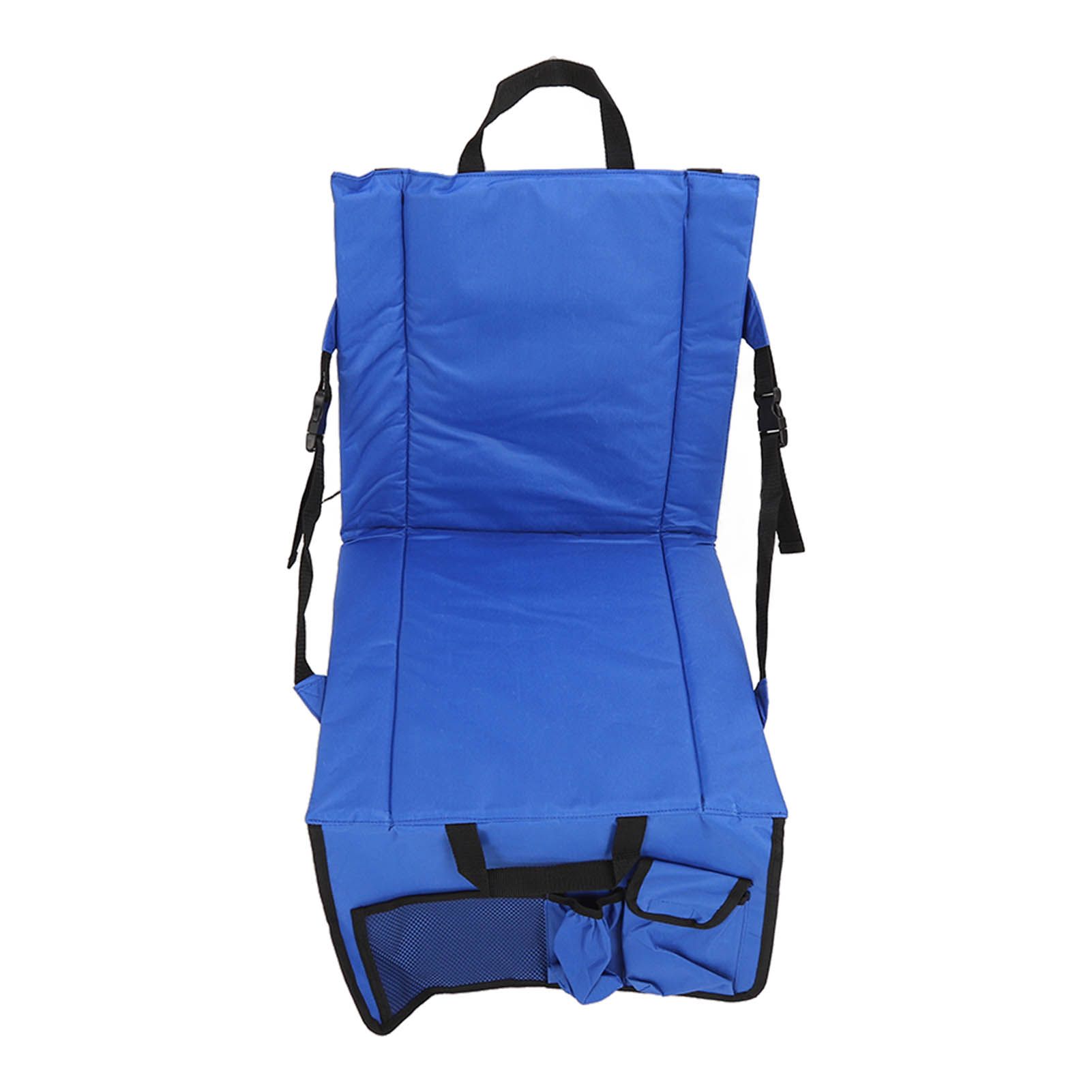Folding Stadium Chair Adjustable Angle 600D Oxford Cloth Portable Bleacher Cushions with Pocket for Sandbeach Picnic BBQ Blue - Image 4
