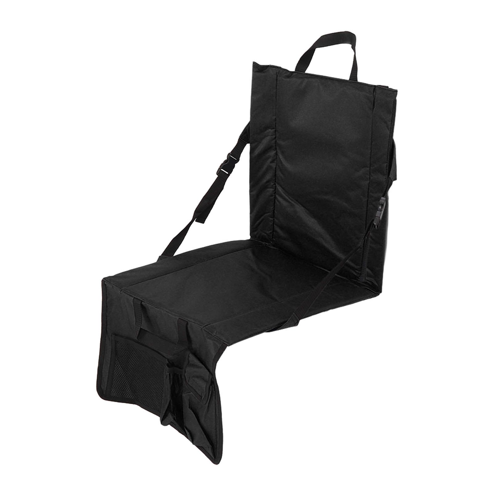 Folding Stadium Chair Adjustable Angle 600D Oxford Cloth Portable Bleacher Cushions with Pocket for Sandbeach Picnic BBQ Black - Image 2