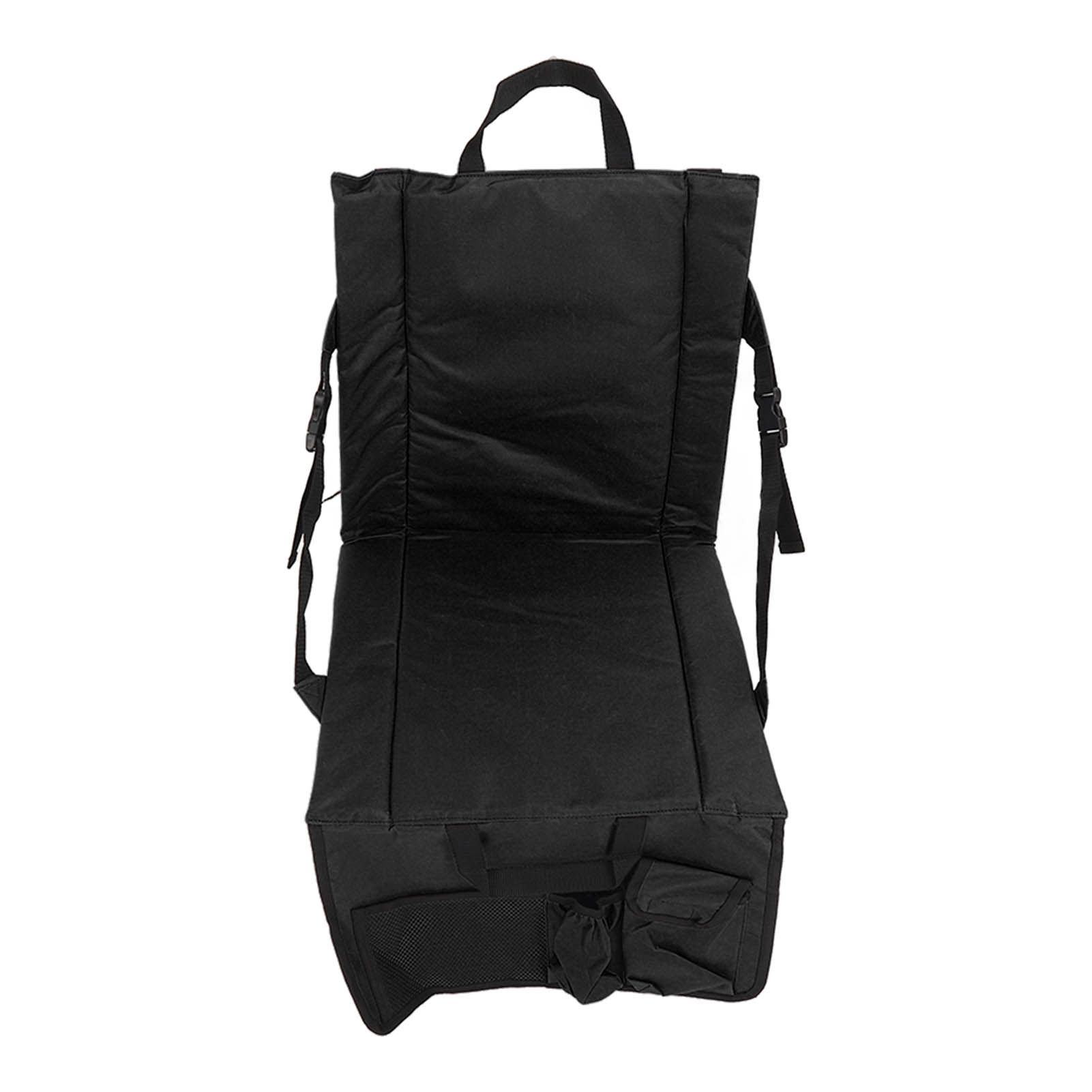 Folding Stadium Chair Adjustable Angle 600D Oxford Cloth Portable Bleacher Cushions with Pocket for Sandbeach Picnic BBQ Black - Image 4