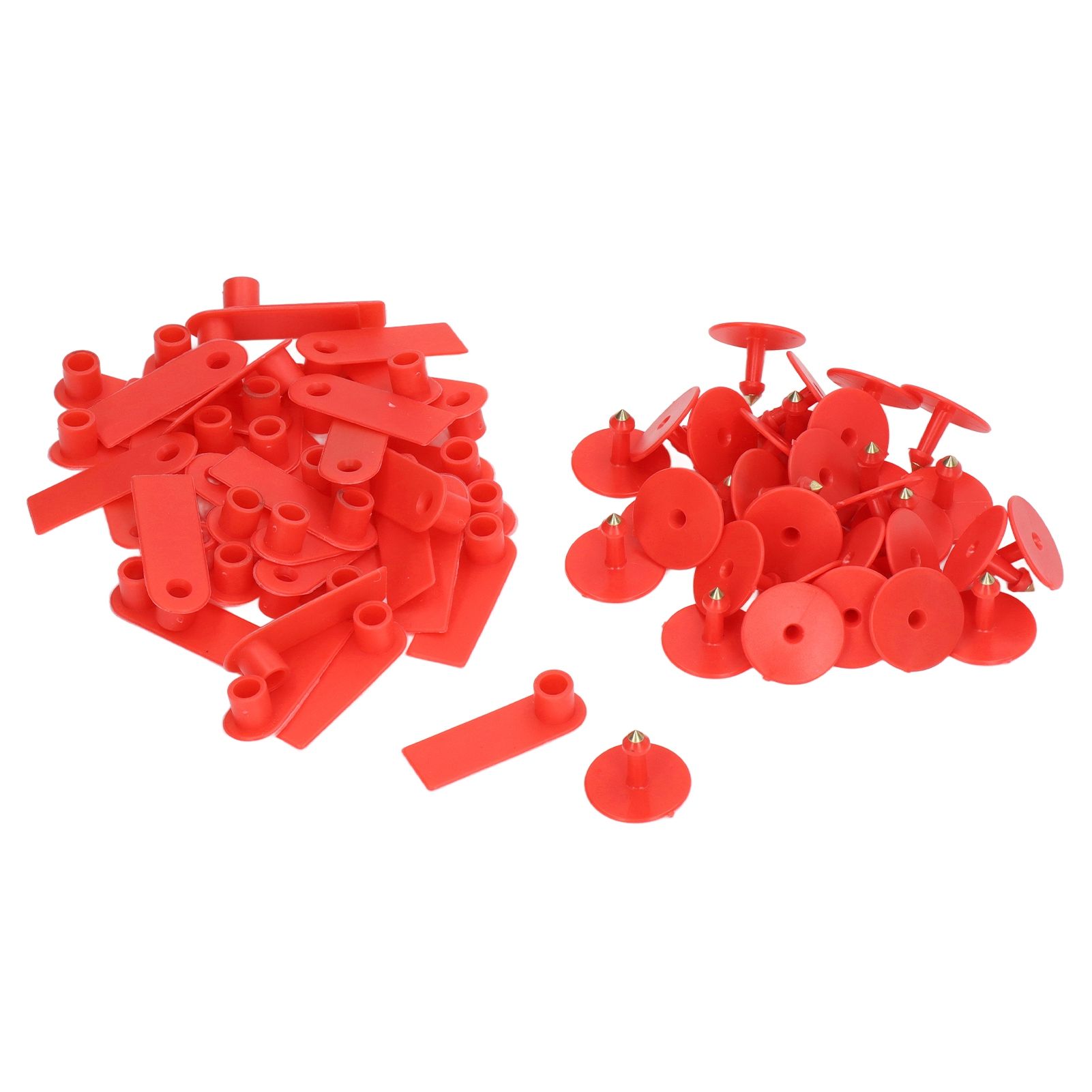 Blank Livestock Ear Tag Handwritable Prevent Shedding Animal Ear Label for Pig Cattle Sheep Red 100 Set - Image 1