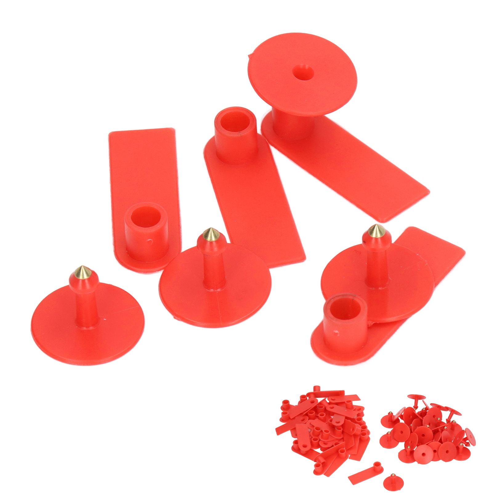 Blank Livestock Ear Tag Handwritable Prevent Shedding Animal Ear Label for Pig Cattle Sheep Red 100 Set - Image 2