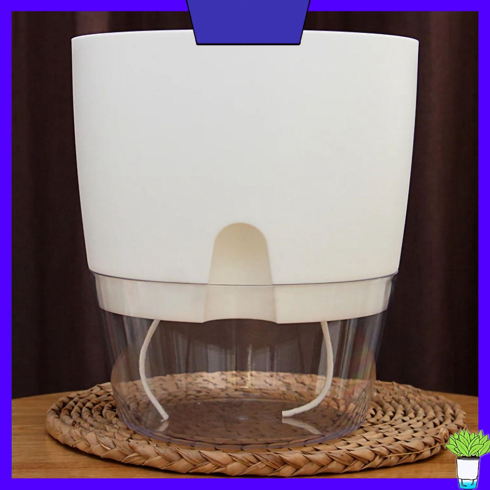 Self Watering Plastic Flowerpot Transparent Double Layer Detachable Light Flowerpot for Balcony White Large - Image 1