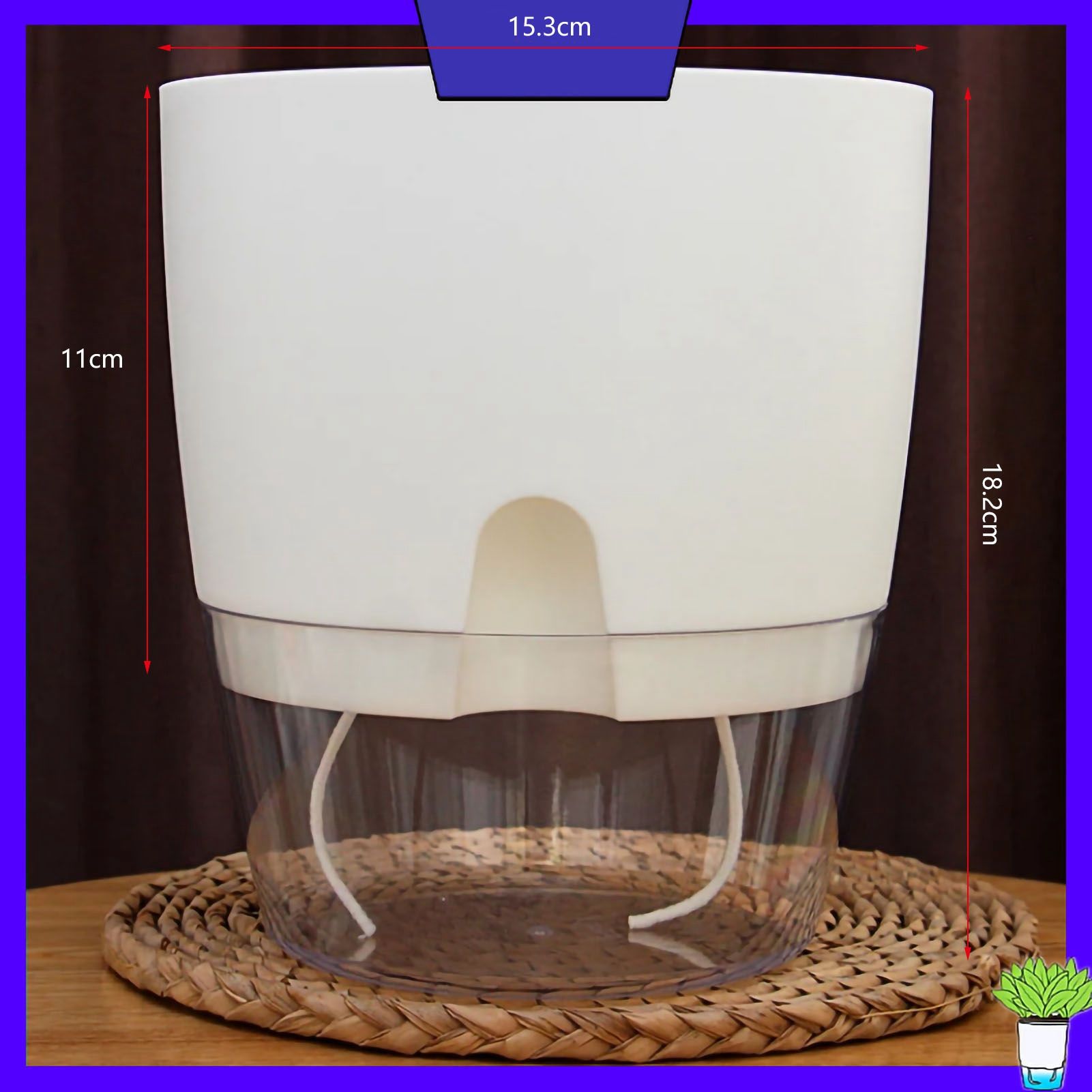 Self Watering Plastic Flowerpot Transparent Double Layer Detachable Light Flowerpot for Balcony White Large - Image 6
