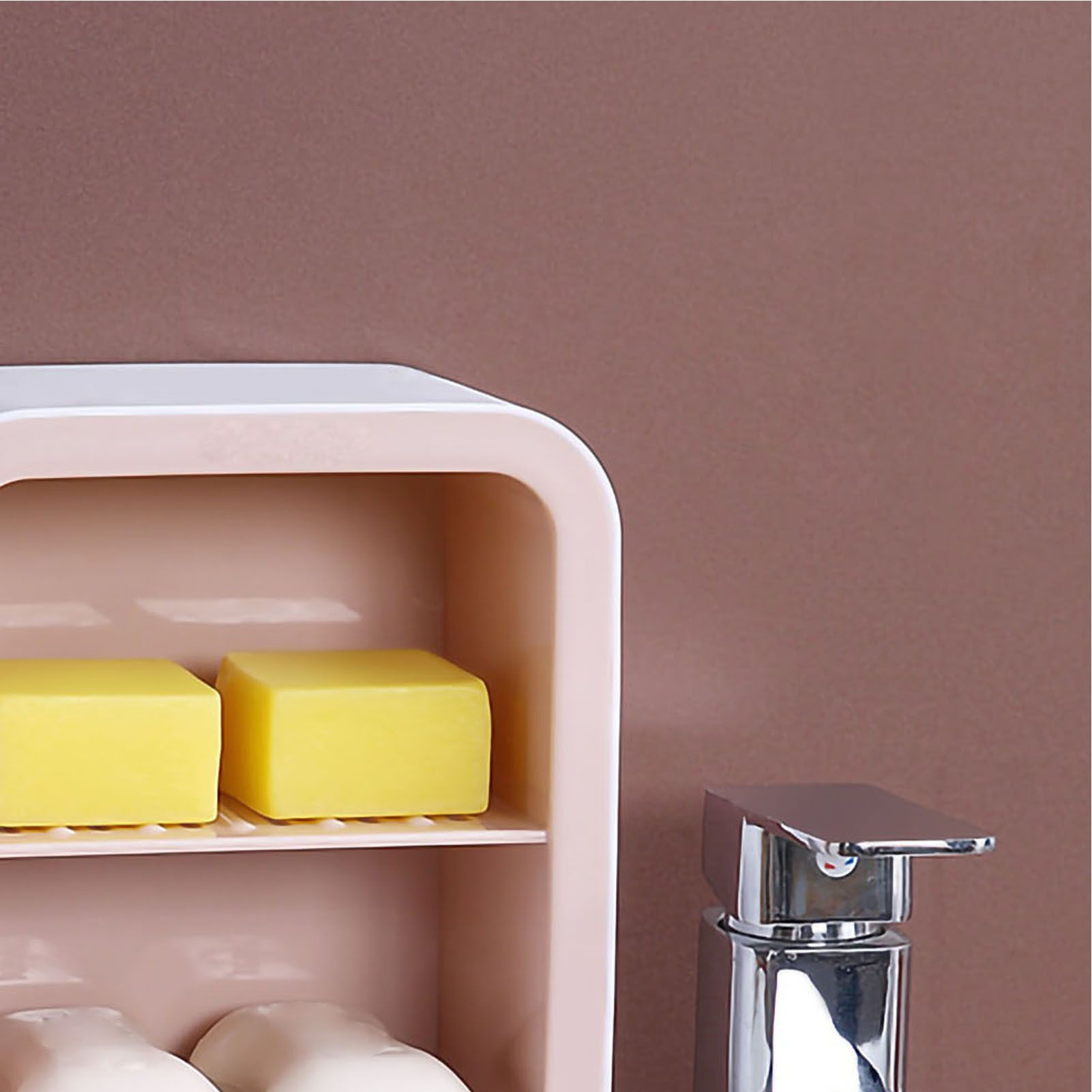 Wall Mount Soap Rack Drain Toilet Suction Disc Punch Free Box Student Dormitory Supplies Nordic 2 Layer Pink - Image 3