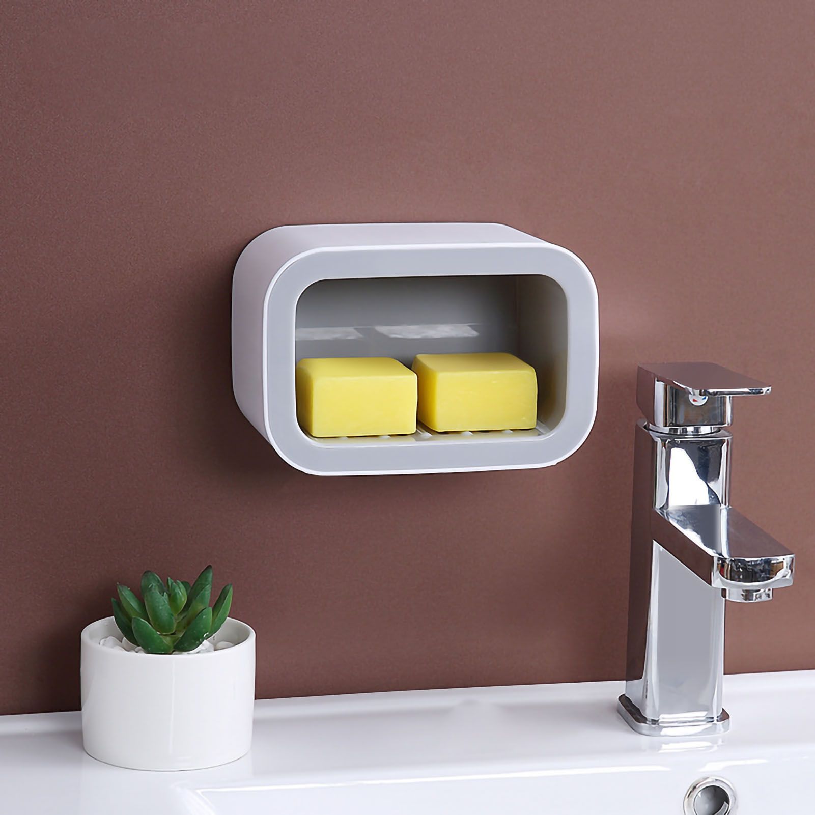Wall Mount Soap Rack Drain Toilet Suction Disc Punch Free Box Student Dormitory Supplies Nordic 1 Layer Gray - Image 2
