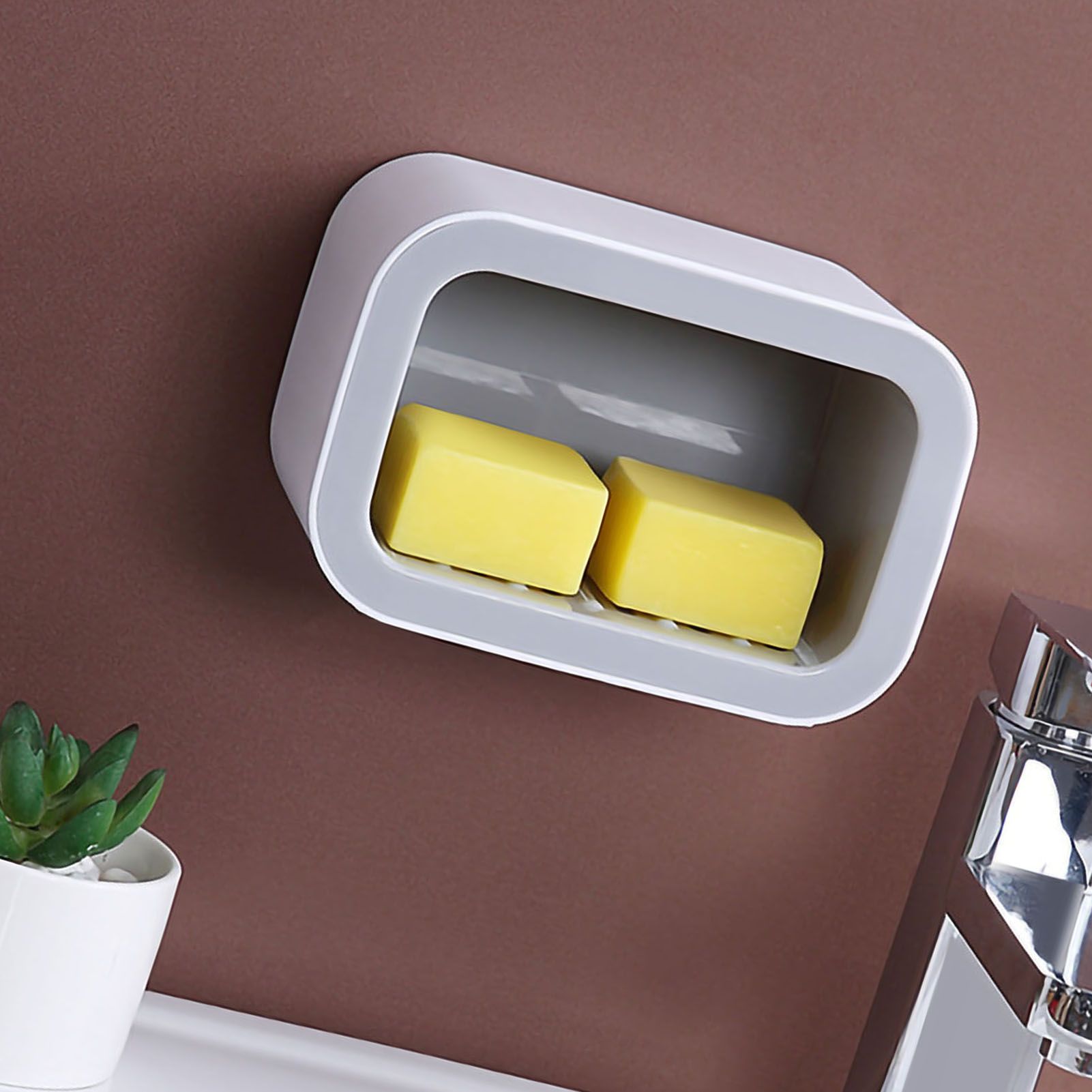 Wall Mount Soap Rack Drain Toilet Suction Disc Punch Free Box Student Dormitory Supplies Nordic 1 Layer Gray - Image 3