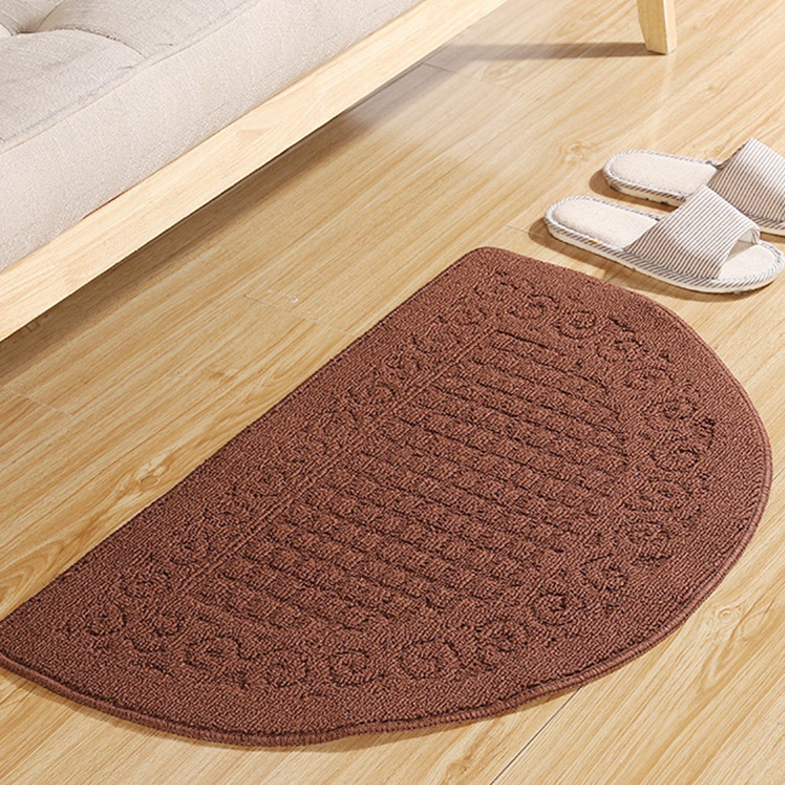 Half Circle Doormat Semicircle Floor Mat Dust Trap Polyester Fiber Strong Absorption Anti Slip for Outdoor Indoor Dark Coffee 48x78cm / 18.9x30.7in - Image 3