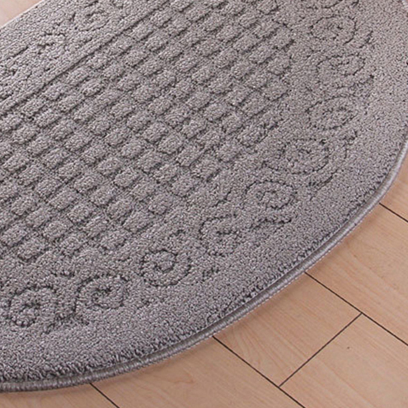 Half Circle Doormat Semicircle Floor Mat Dust Trap Polyester Fiber Strong Absorption Anti Slip for Outdoor Indoor Grey 48x78cm / 18.9x30.7in - Image 5