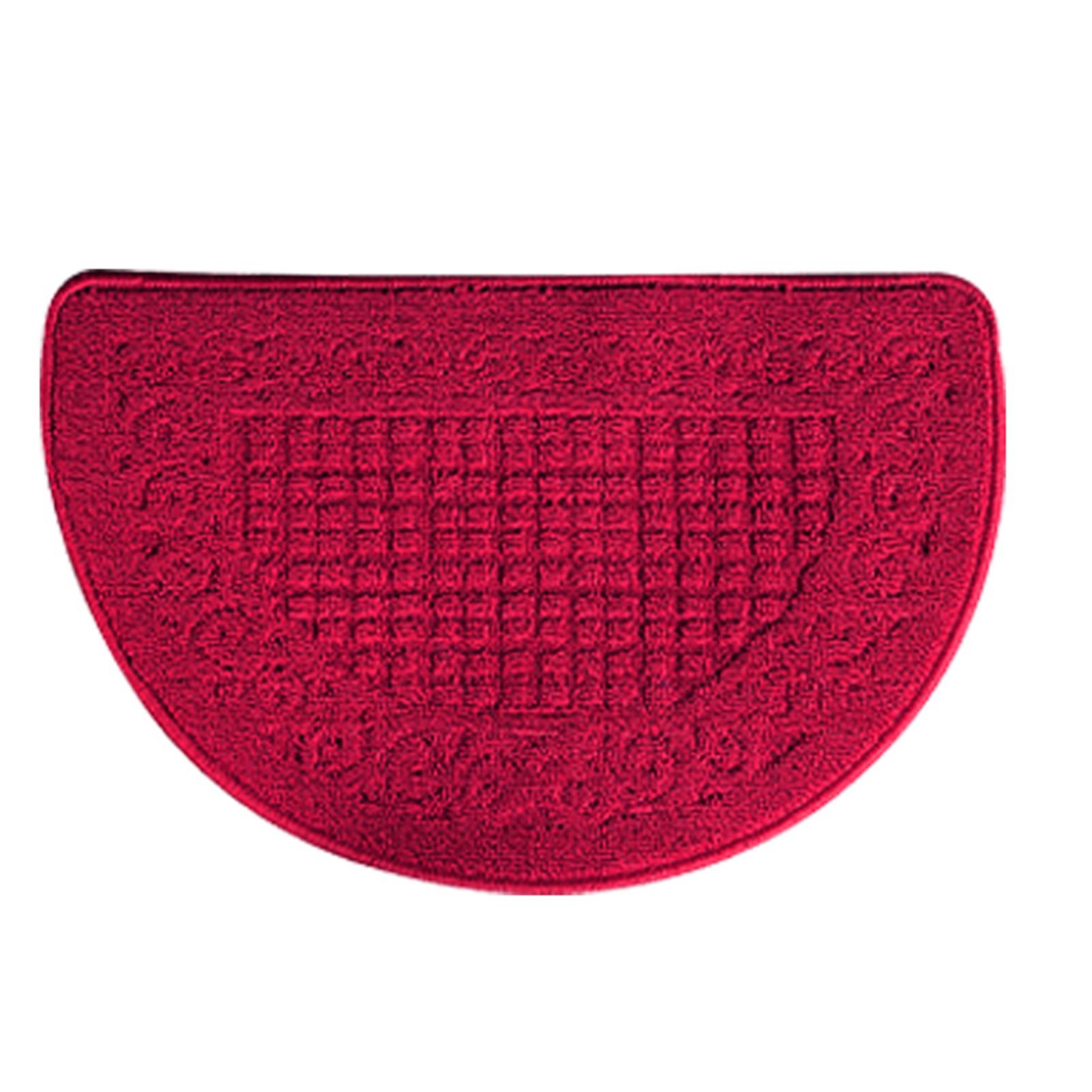 Half Circle Doormat Semicircle Floor Mat Dust Trap Polyester Fiber Strong Absorption Anti Slip for Outdoor Indoor Dark Red 48x78cm / 18.9x30.7in - Image 1