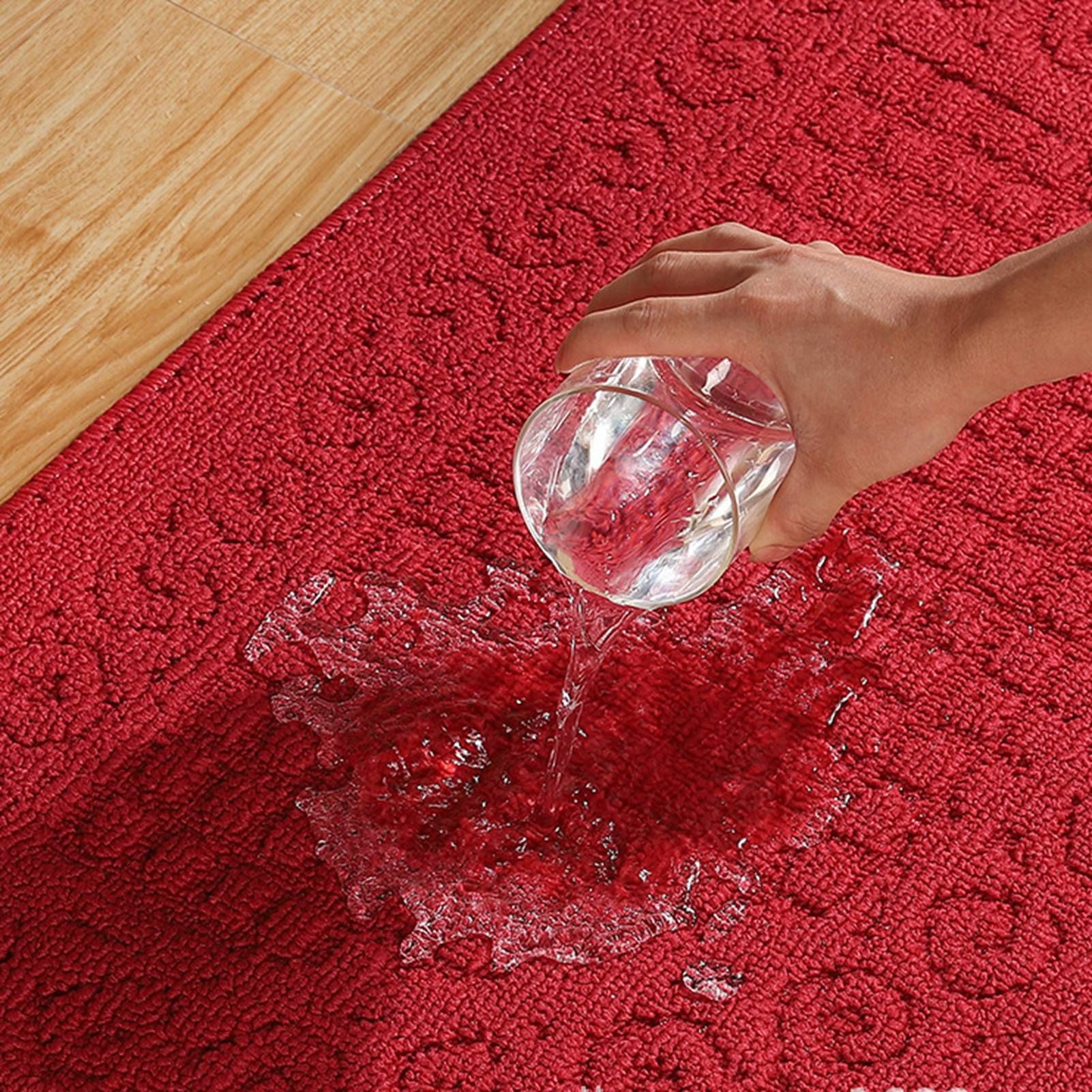 Half Circle Doormat Semicircle Floor Mat Dust Trap Polyester Fiber Strong Absorption Anti Slip for Outdoor Indoor Dark Red 48x78cm / 18.9x30.7in - Image 2