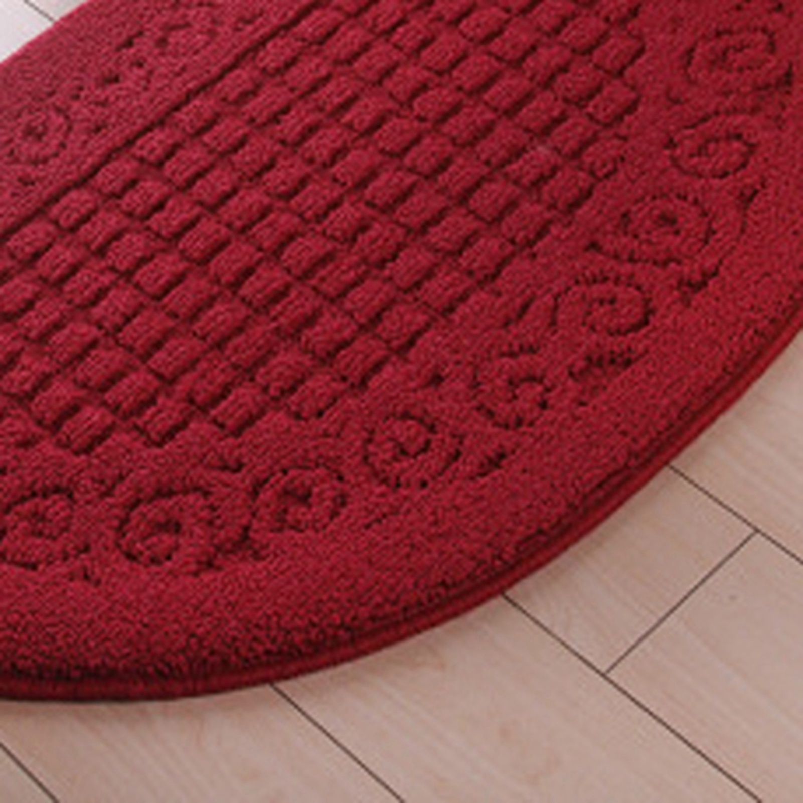 Half Circle Doormat Semicircle Floor Mat Dust Trap Polyester Fiber Strong Absorption Anti Slip for Outdoor Indoor Dark Red 48x78cm / 18.9x30.7in - Image 5