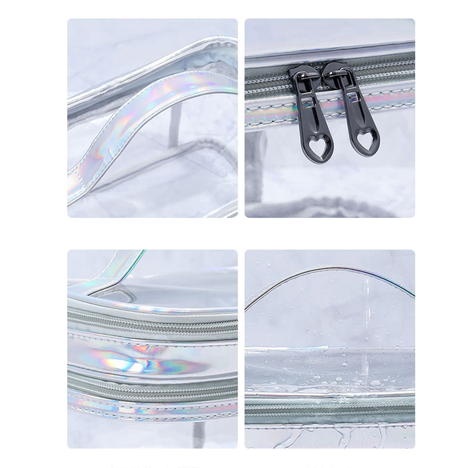 Ladies Cosmetic Bag Transparent Double Layer Waterproof High Capacity Toiletry Storage Bag for Travel Pink - Image 5