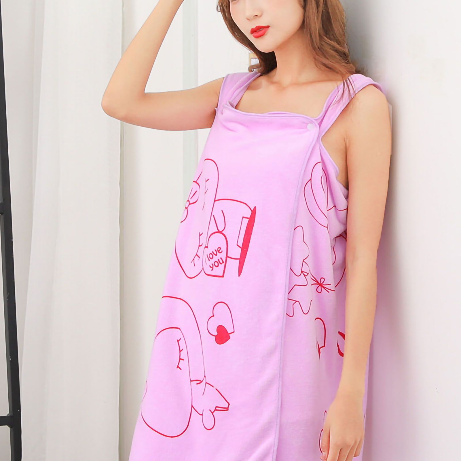 Women Bath Towel Superfine Fiber Wearable Breathable Female Towel Wrap with Straps Edge Cover Bathroom Accessories Light Purple 80x135cm/31.50x53.15in - Image 5