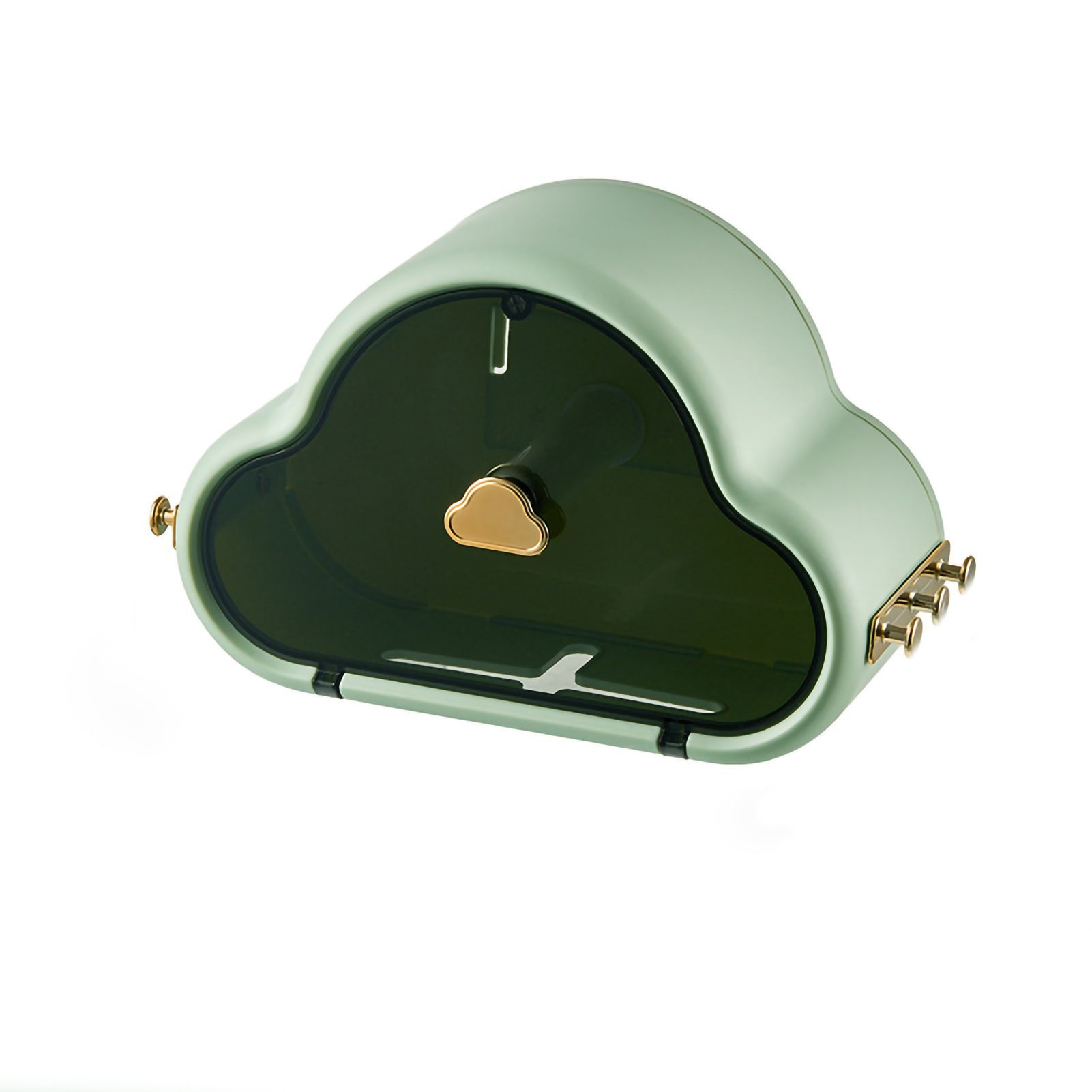 Tissue Holder Wall Mounted Side Hooks Waterproof Simple Fashionable Tissue Box for Bathroom Avocado Green - Image 1