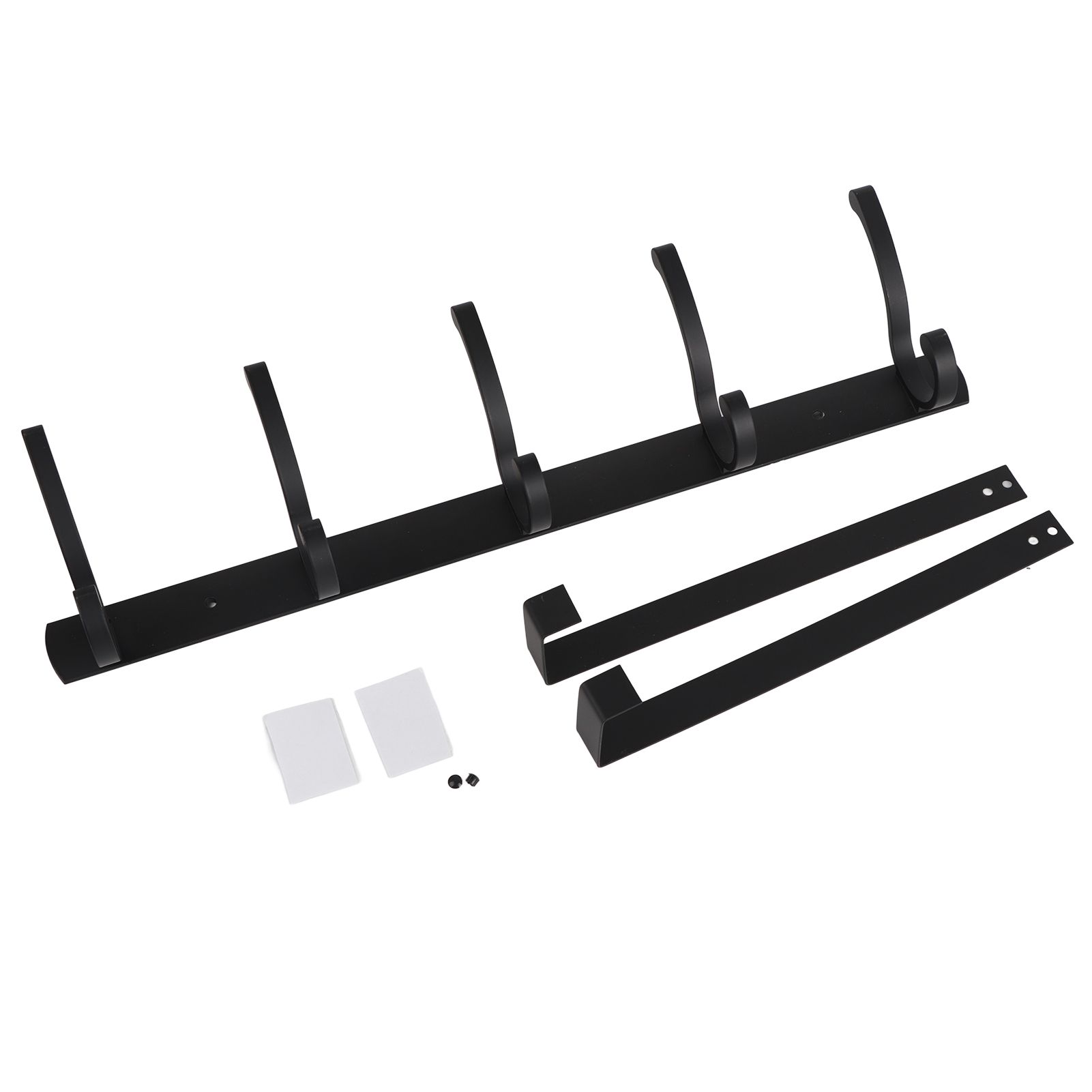 Door Hanging Hooks Modern Minimalist Black 5 Hooks Wall Mounted Thickened Aluminum Bathroom Door Row Hooks Coat Hooks - Image 1