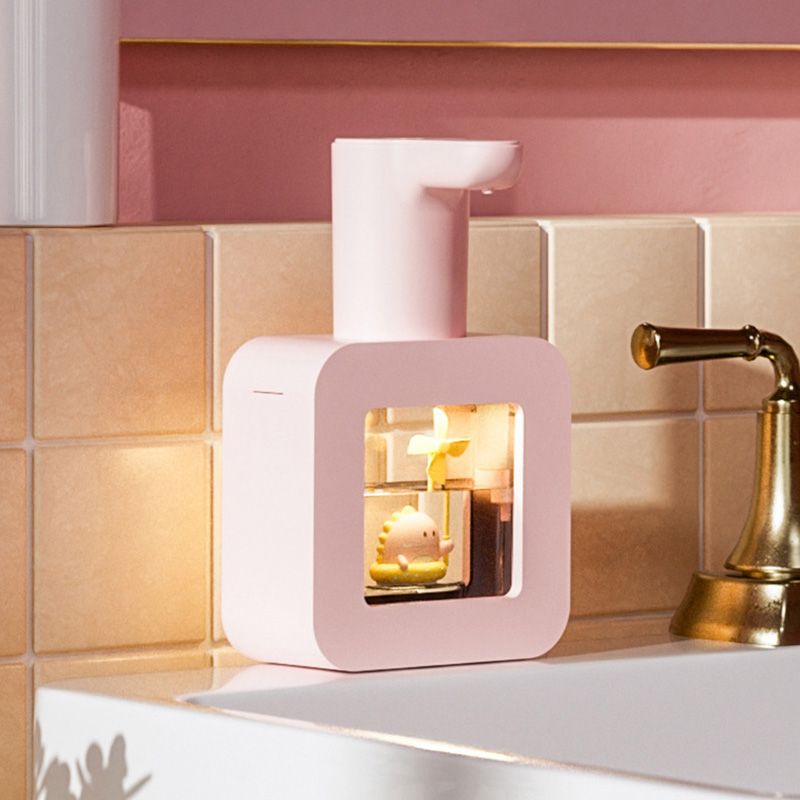 Touchless Automatic Sensor Soap Dispenser Cartoon Pet Waterproof Smart Foam Soap Dispenser Pink Little Dinosaur - Image 2