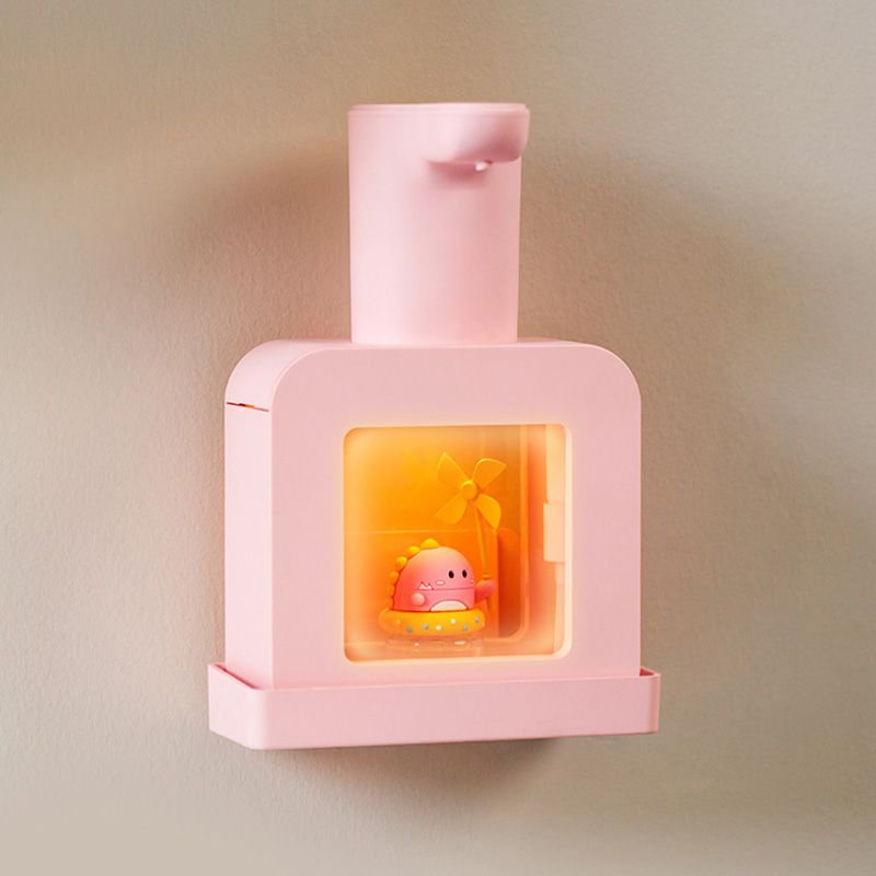 Touchless Automatic Sensor Soap Dispenser Cartoon Pet Waterproof Smart Foam Soap Dispenser Pink Little Dinosaur - Image 3