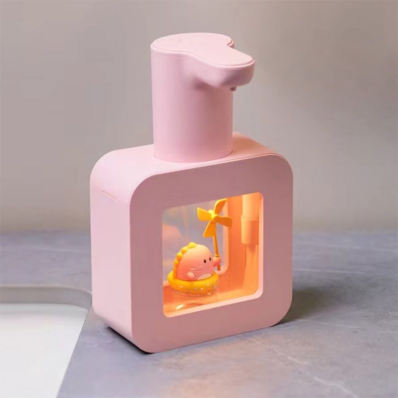 Touchless Automatic Sensor Soap Dispenser Cartoon Pet Waterproof Smart Foam Soap Dispenser Pink Little Dinosaur - Image 4