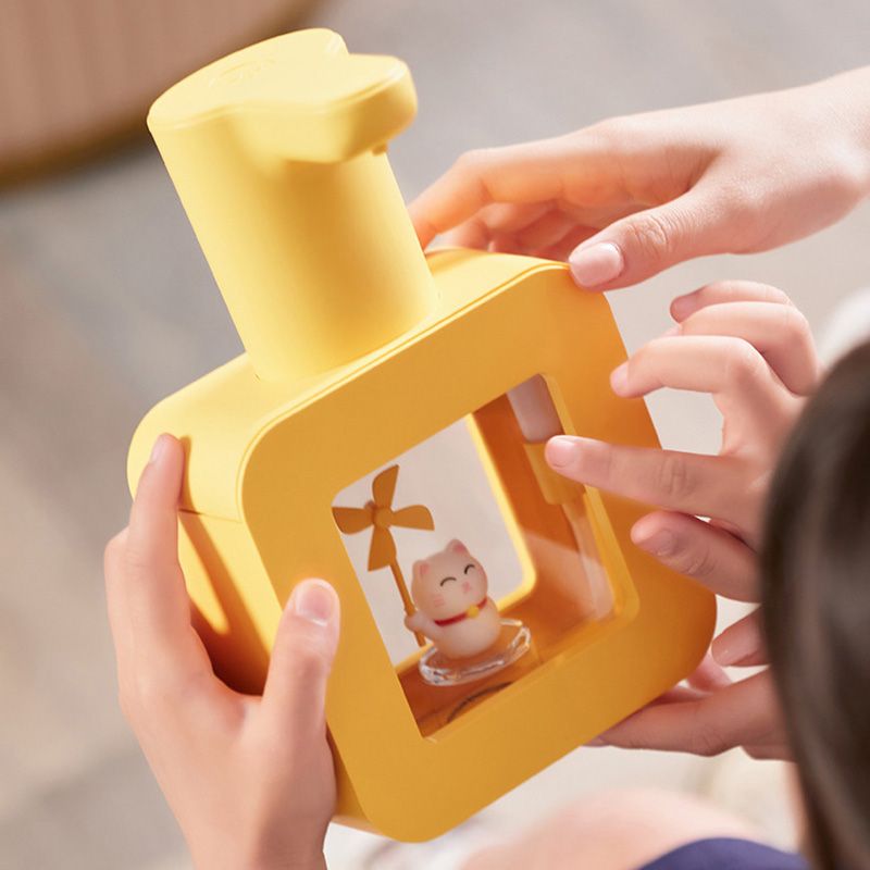 Touchless Automatic Sensor Soap Dispenser Cartoon Pet Waterproof Smart Foam Soap Dispenser Yellow Fortune Cat - Image 2