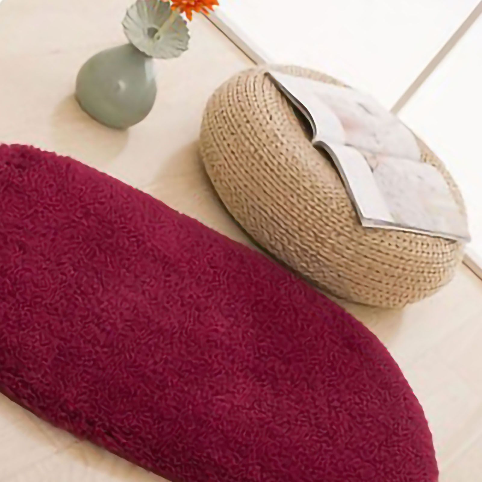 Door Mat Oval Slip Proof Indoor Door Carpet Moisture Absorption Soft Comfortable Plush Bathroom Rug for Kitchen Bedroom Wine Red 40x60cm/15.7x23.6in (Oval Shape) - Image 4
